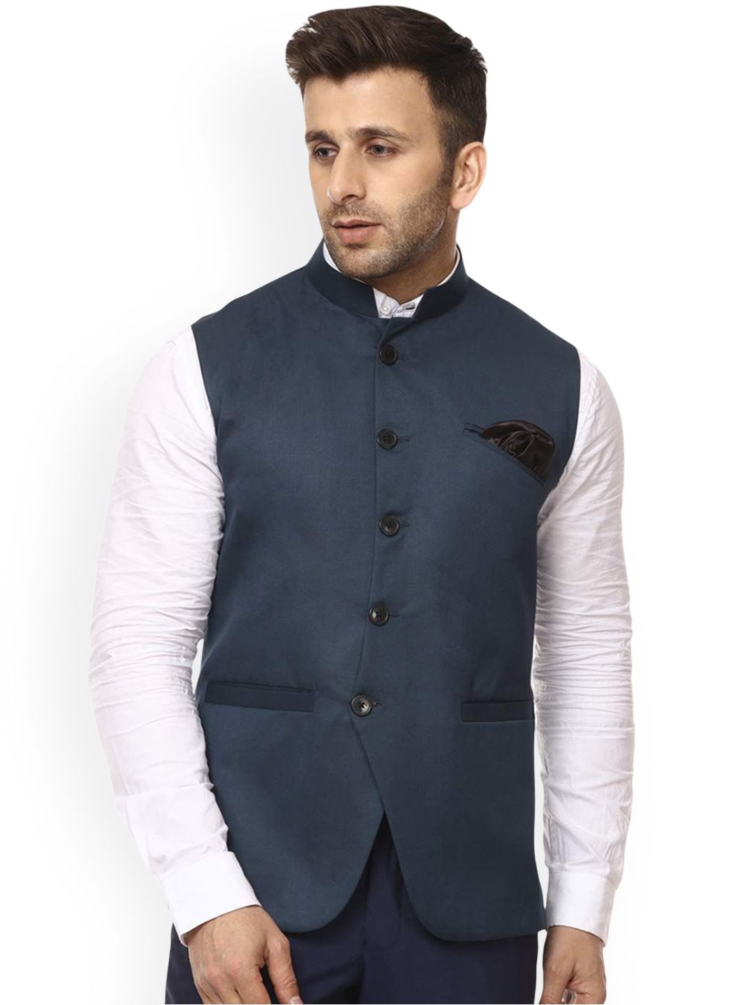 VEERA PARIDHAAN Cotton Chinese Collar Nehru Jackets