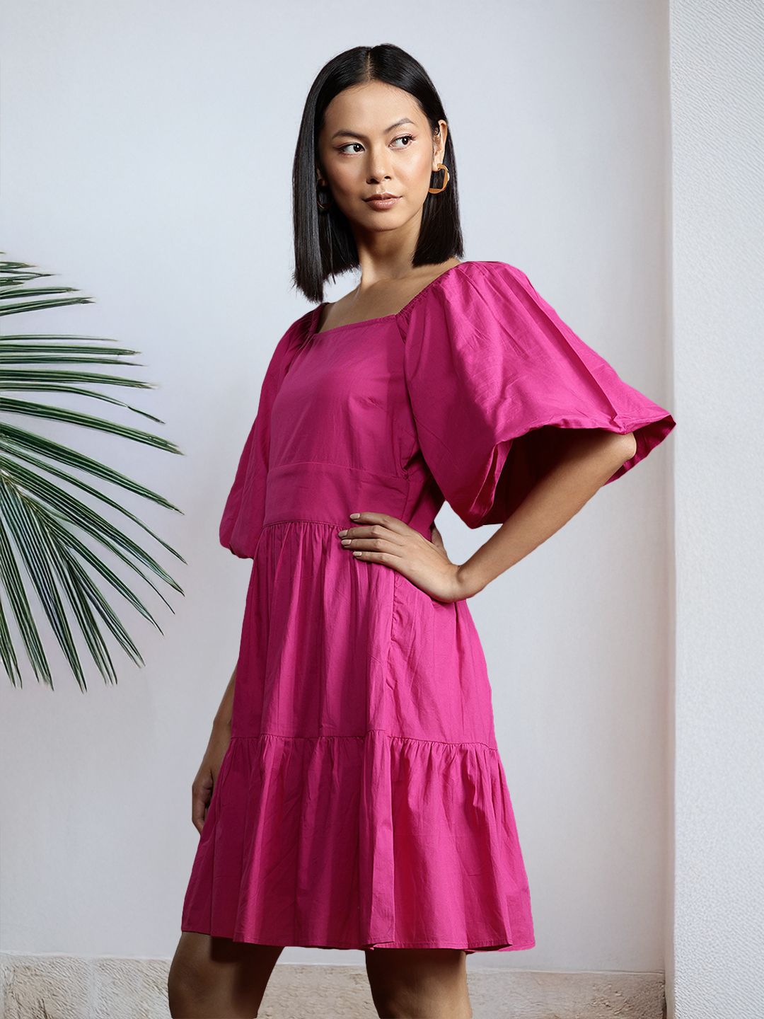 Buy SASSAFRAS Puff Sleeves Smocked & Gathered Detail Pure Cotton