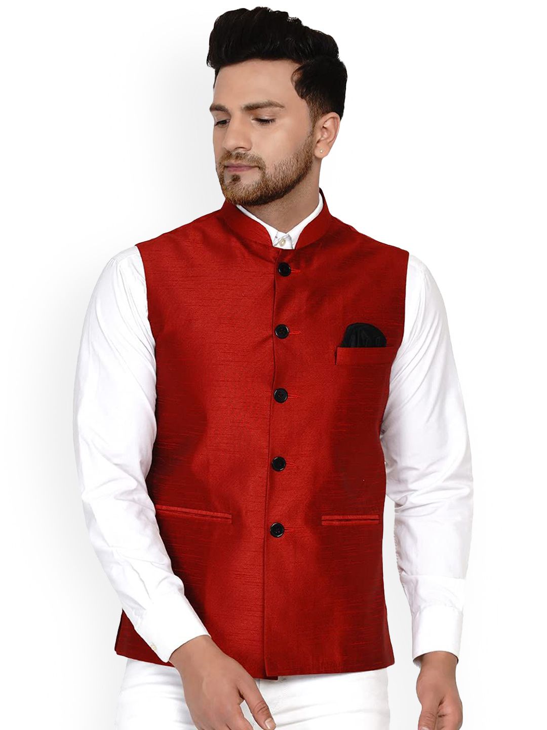 VEERA PARIDHAAN Banarasi Mandarin Collar Nehru Jacket