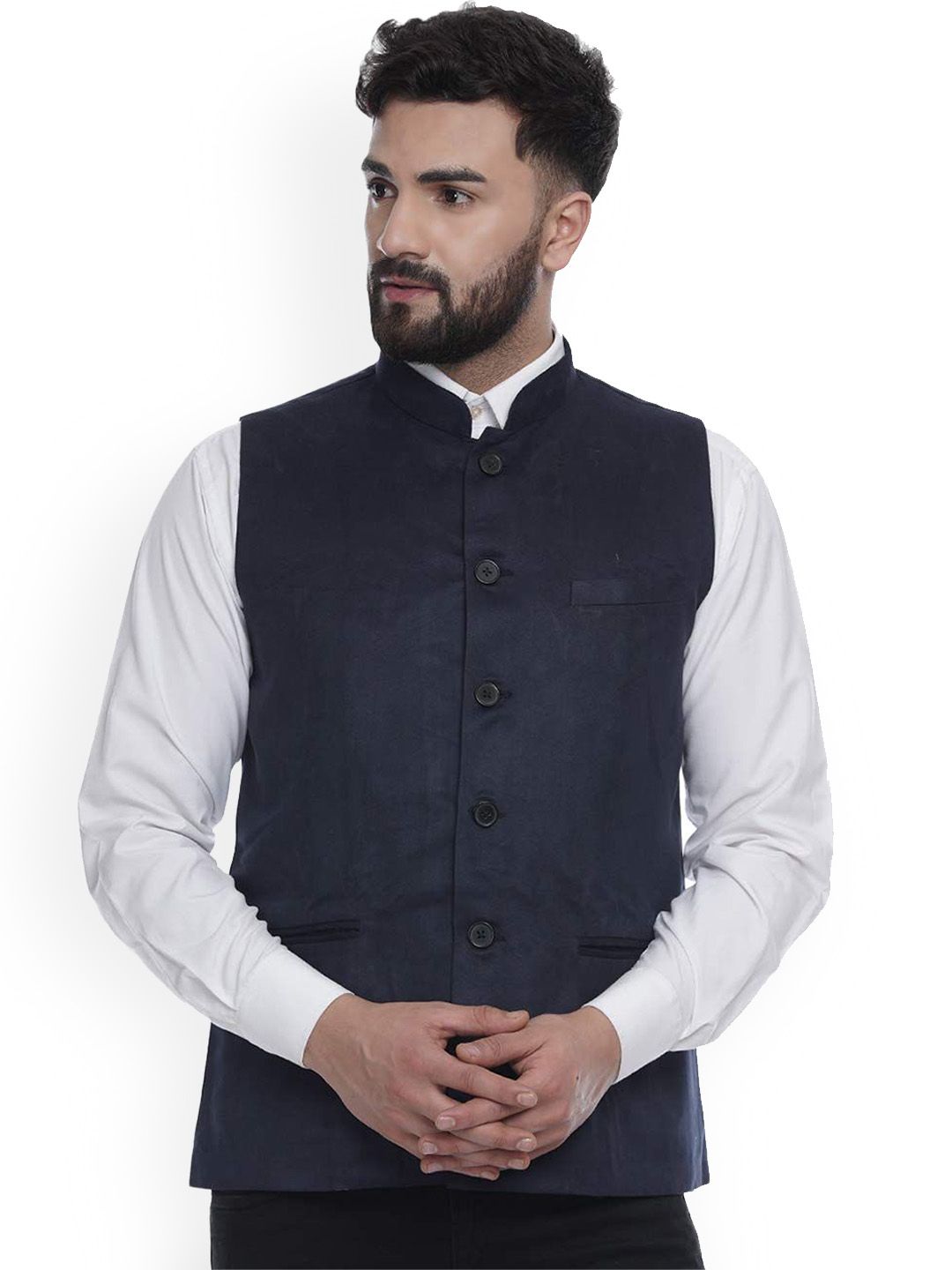 VEERA PARIDHAAN Velvet Chinese Collar Nehru Jackets
