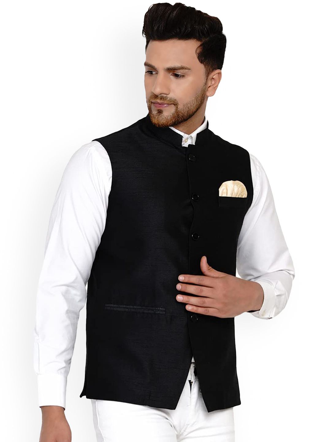 VEERA PARIDHAAN Banarasi Mandarin Collar Nehru Jacket
