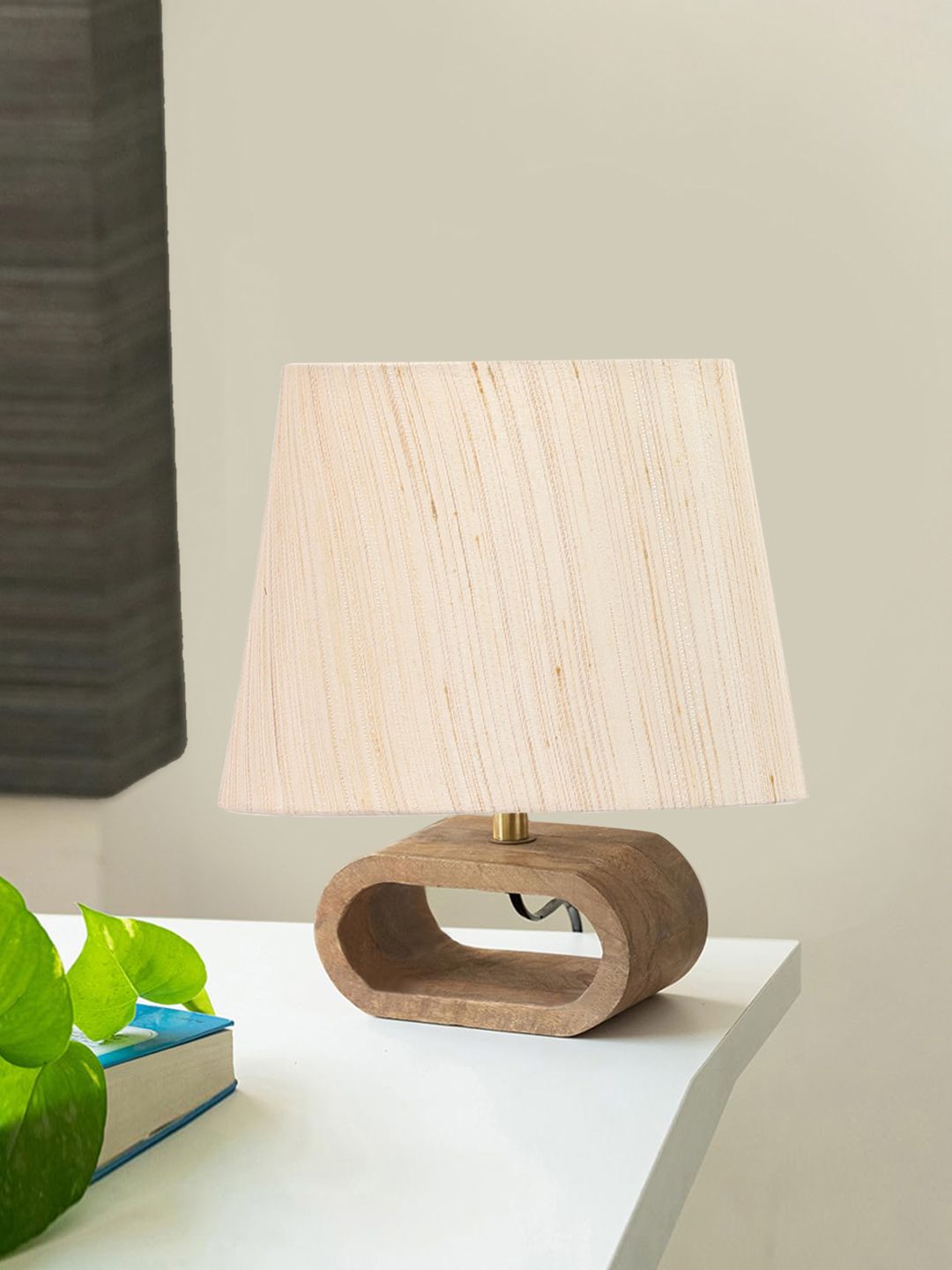 Devansh Warm Yellow Wood Frustum Solid High Quality Electrical Table Lamps