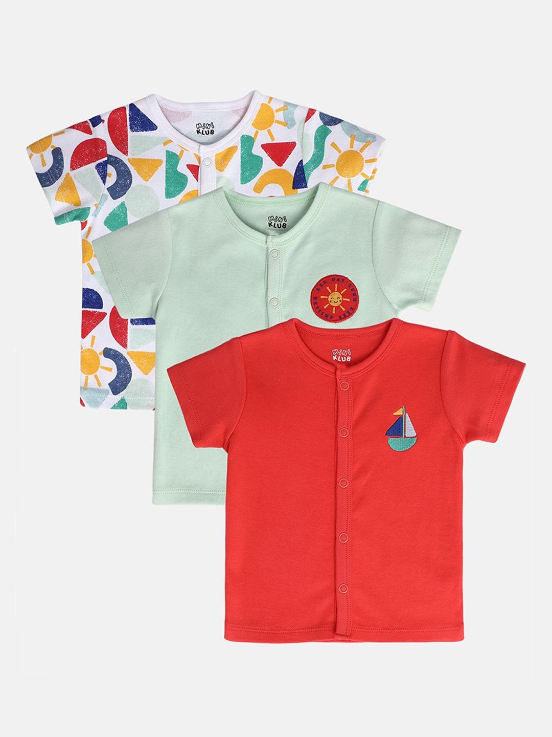 MINI KLUB Infant Boys Pack Of 3 Printed Pure Cotton Jhablas 26BBFV749