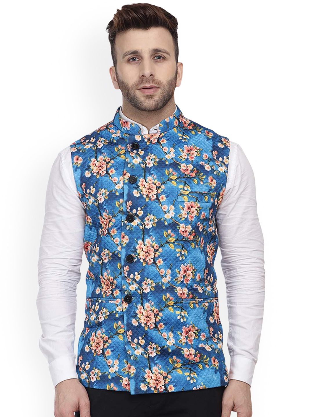 VEERA PARIDHAAN Printed Cotton Nehru Jacket
