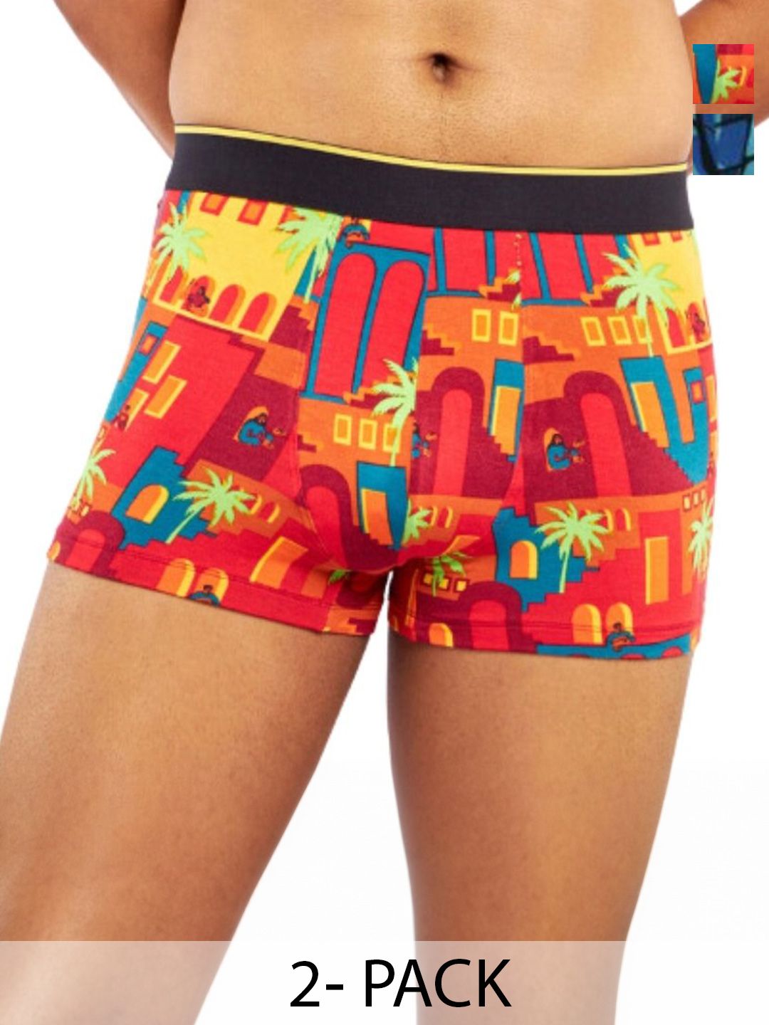 Bummer Men's Pack Of 2 Underwear Mircomodal Printed Trunk - TRCBICE02S