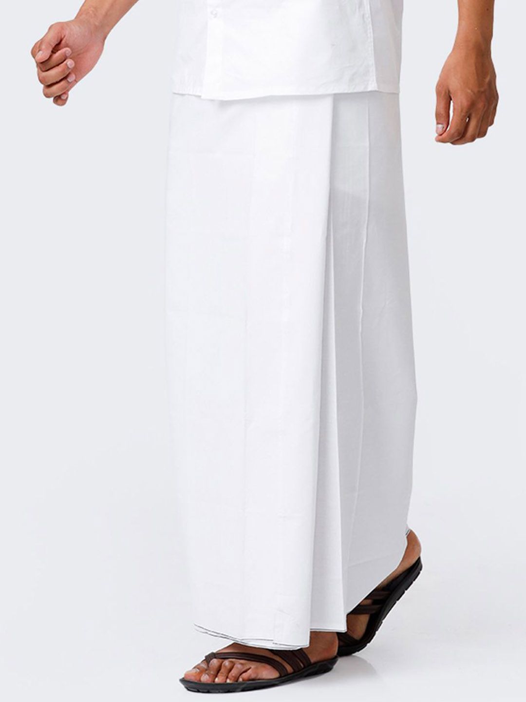 Ramraj Men Cotton Solid Single Layer Prayer Dhoti