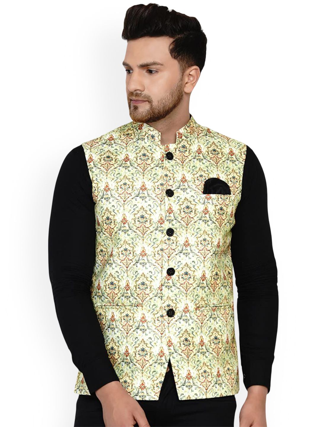 VEERA PARIDHAAN Printed Cotton Nehru Jacket