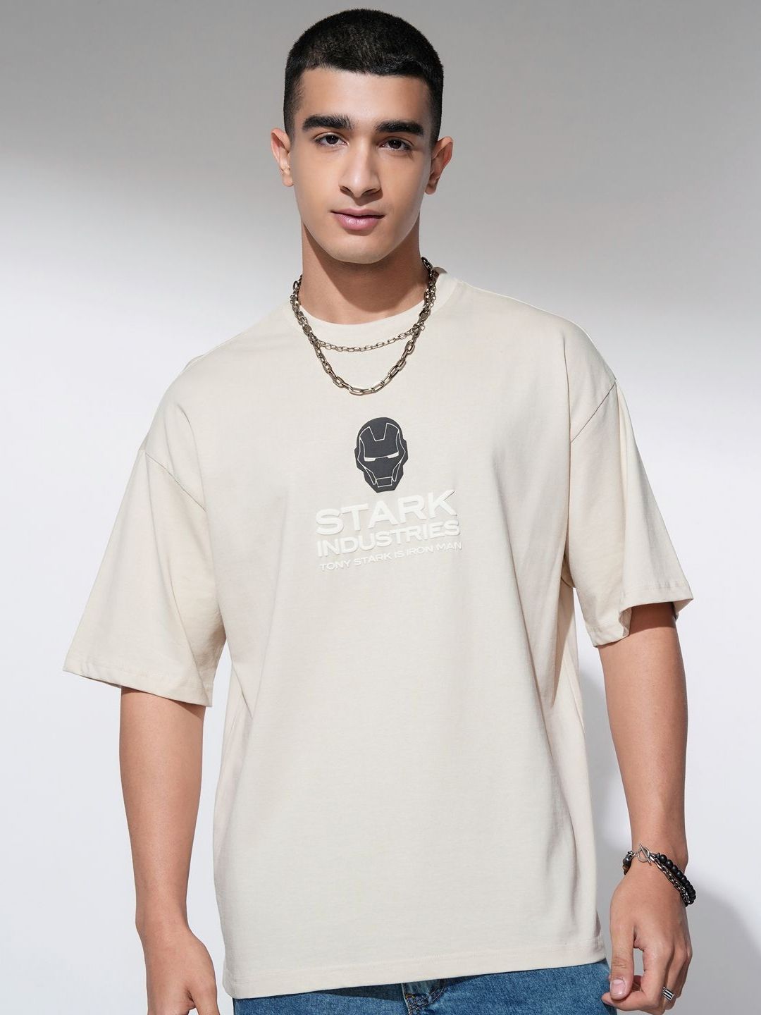 HIGHLANDER Men Iron Man Printed Oversized T-shirt