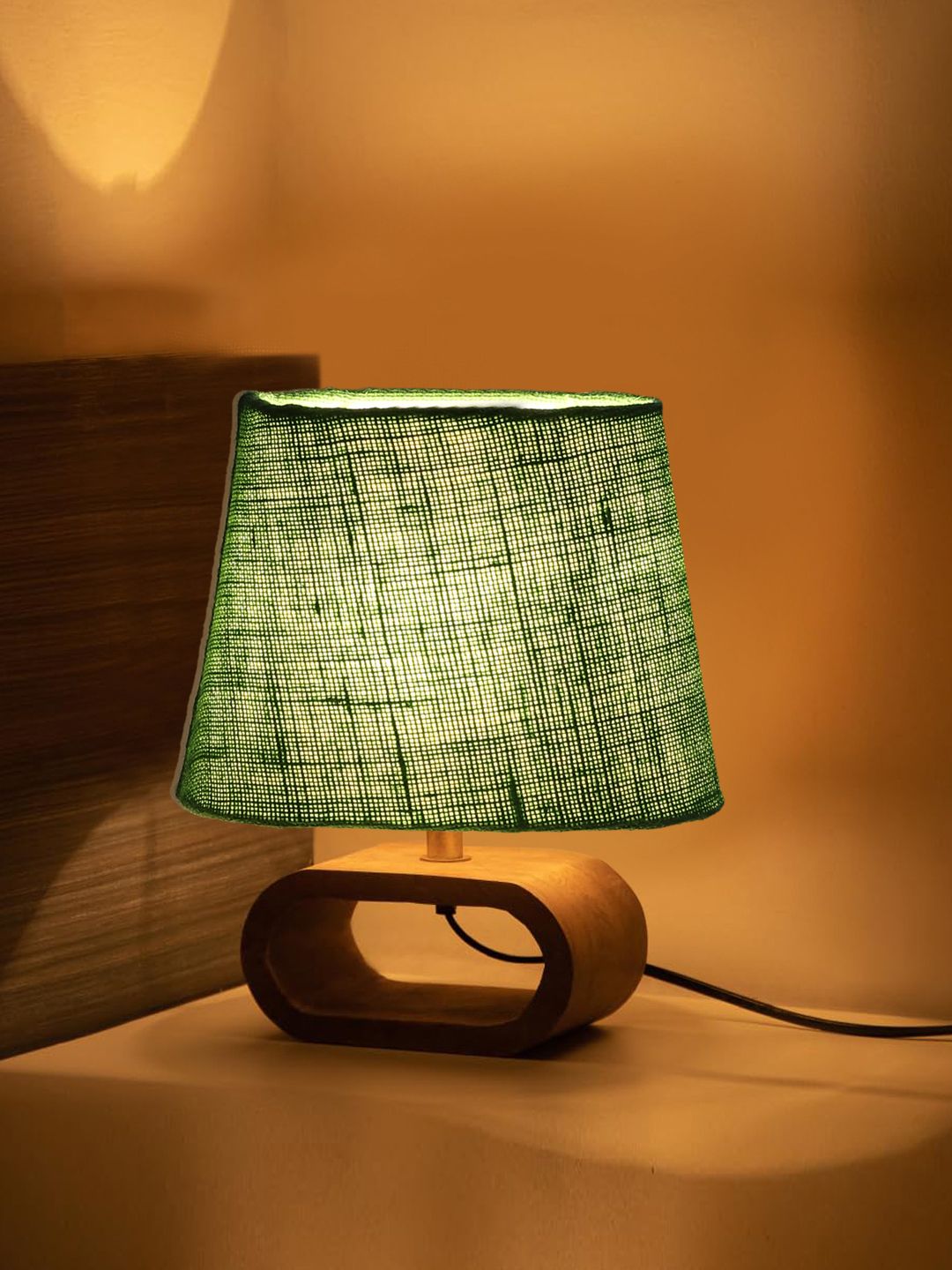 Devansh Warm Yellow Wood Abstract Shaped Solid High Quality Electrical Table Lamps