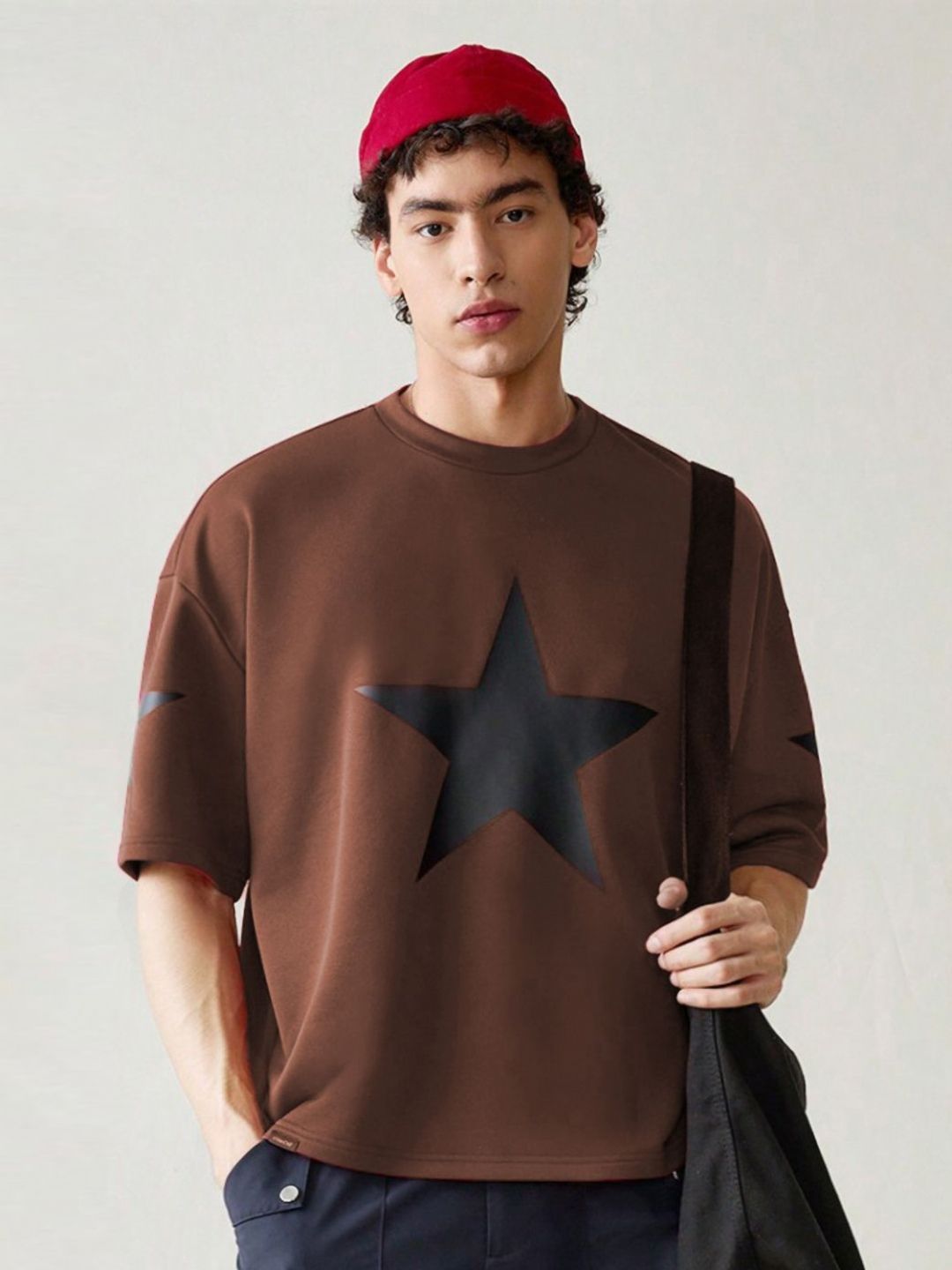 Moda Rapido Men Printed Drop-Shoulder Sleeves Pockets T-shirt