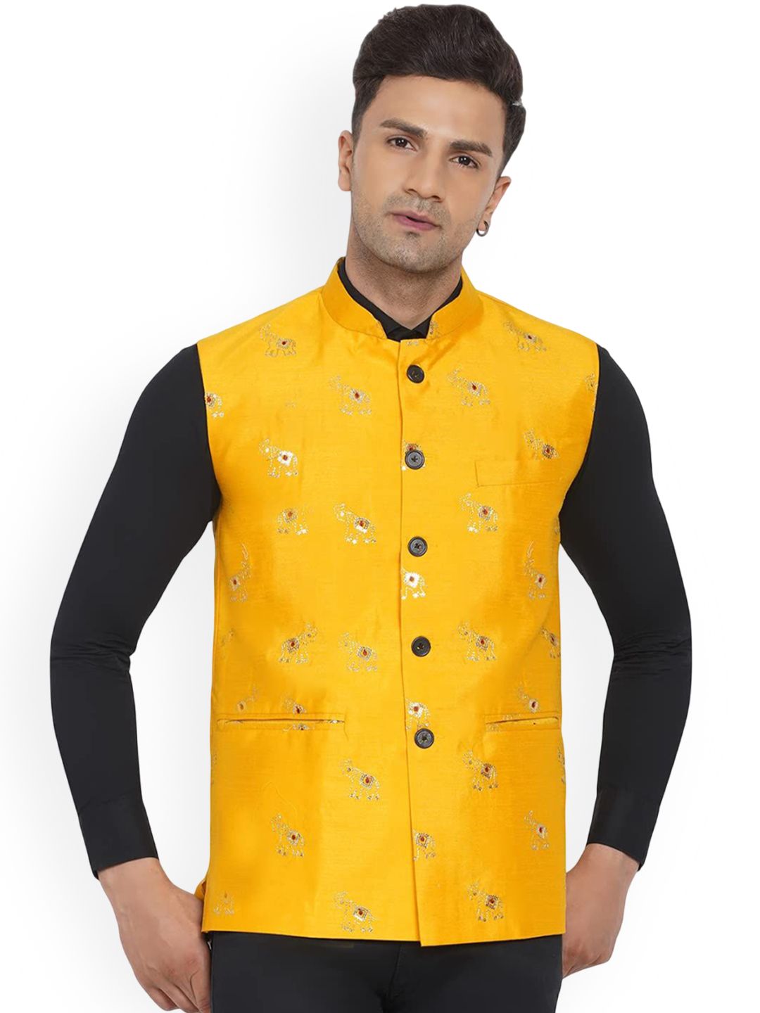 VEERA PARIDHAAN Printed Cotton Nehru Jacket