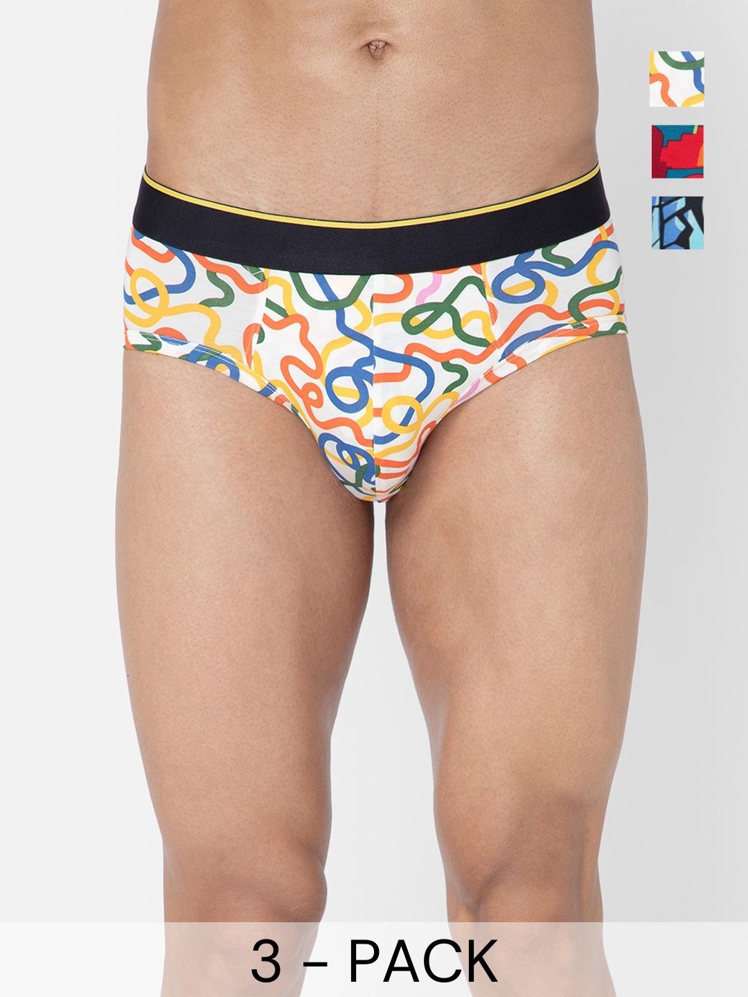 bummer Men Pack Of 3 Underwear Printed Micro Modal Briefs BRSTCBICE03S