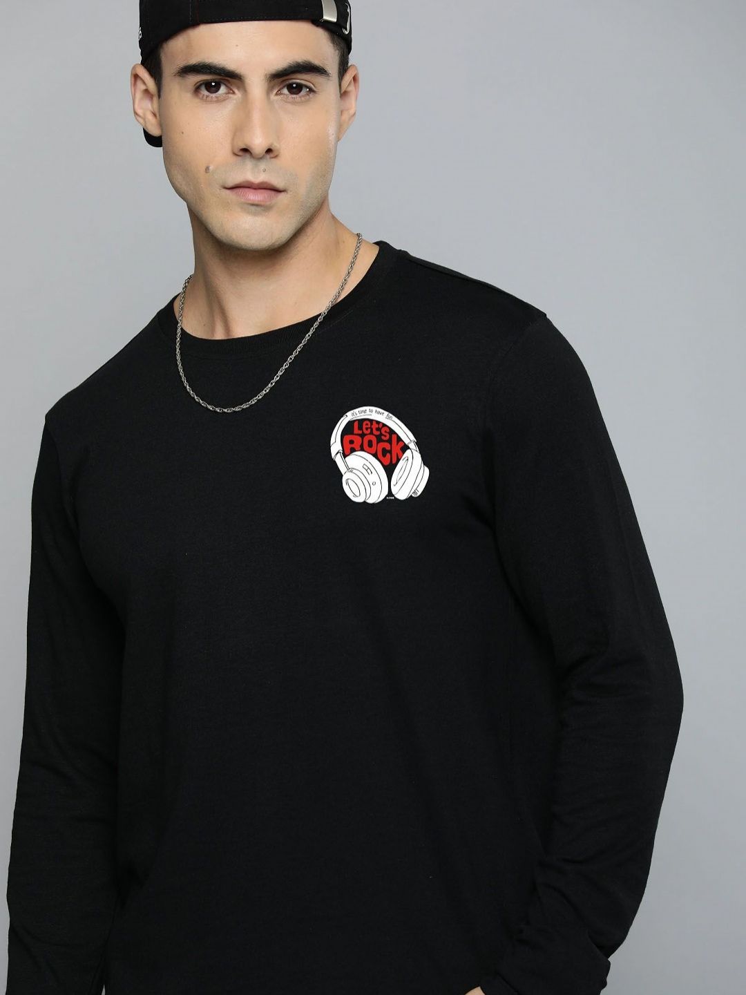 R.Code by The Roadster Life Co. Men Printed Monochrome T-shirt