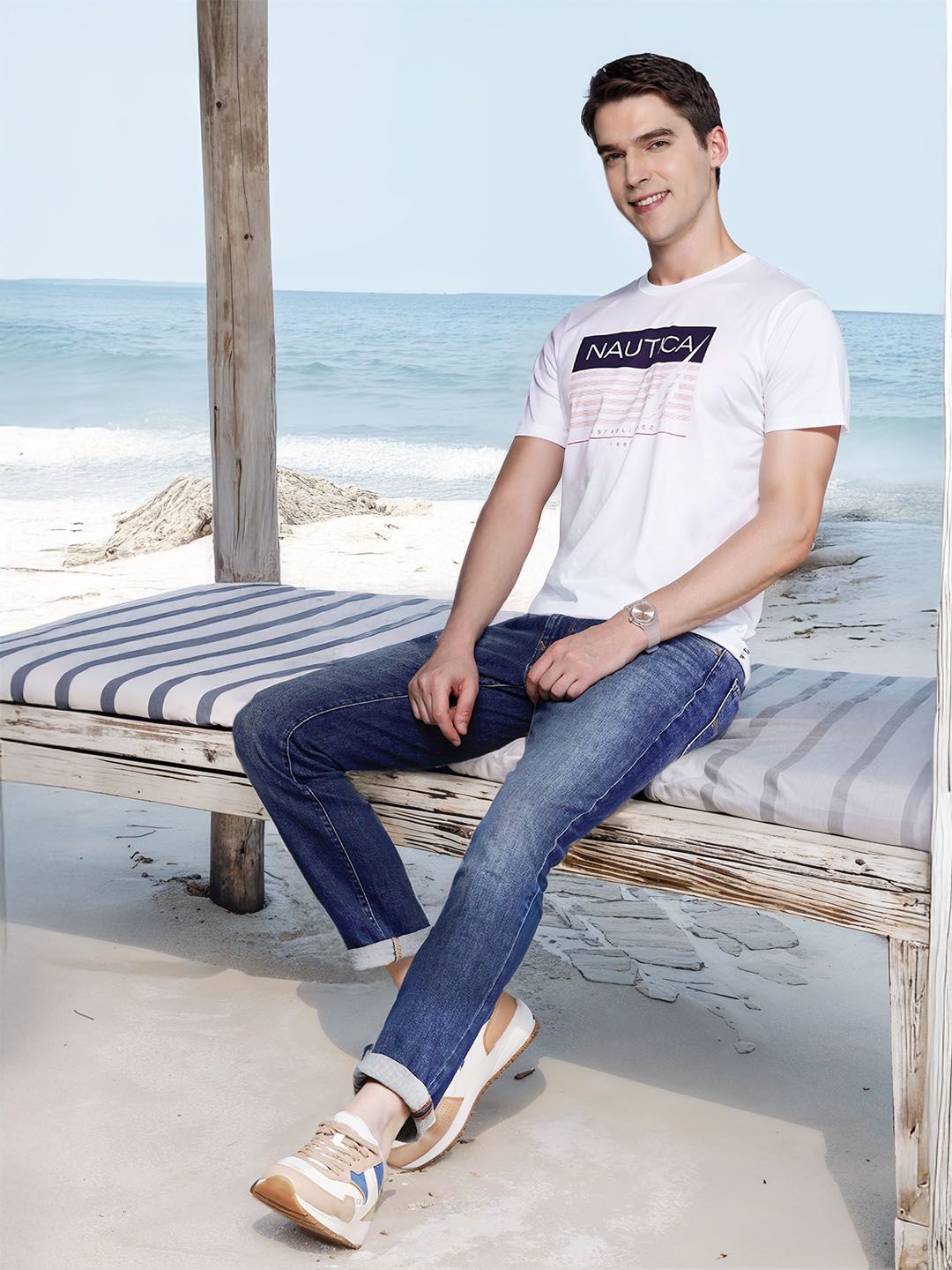 Nautica Printed Pure Cotton T-shirt