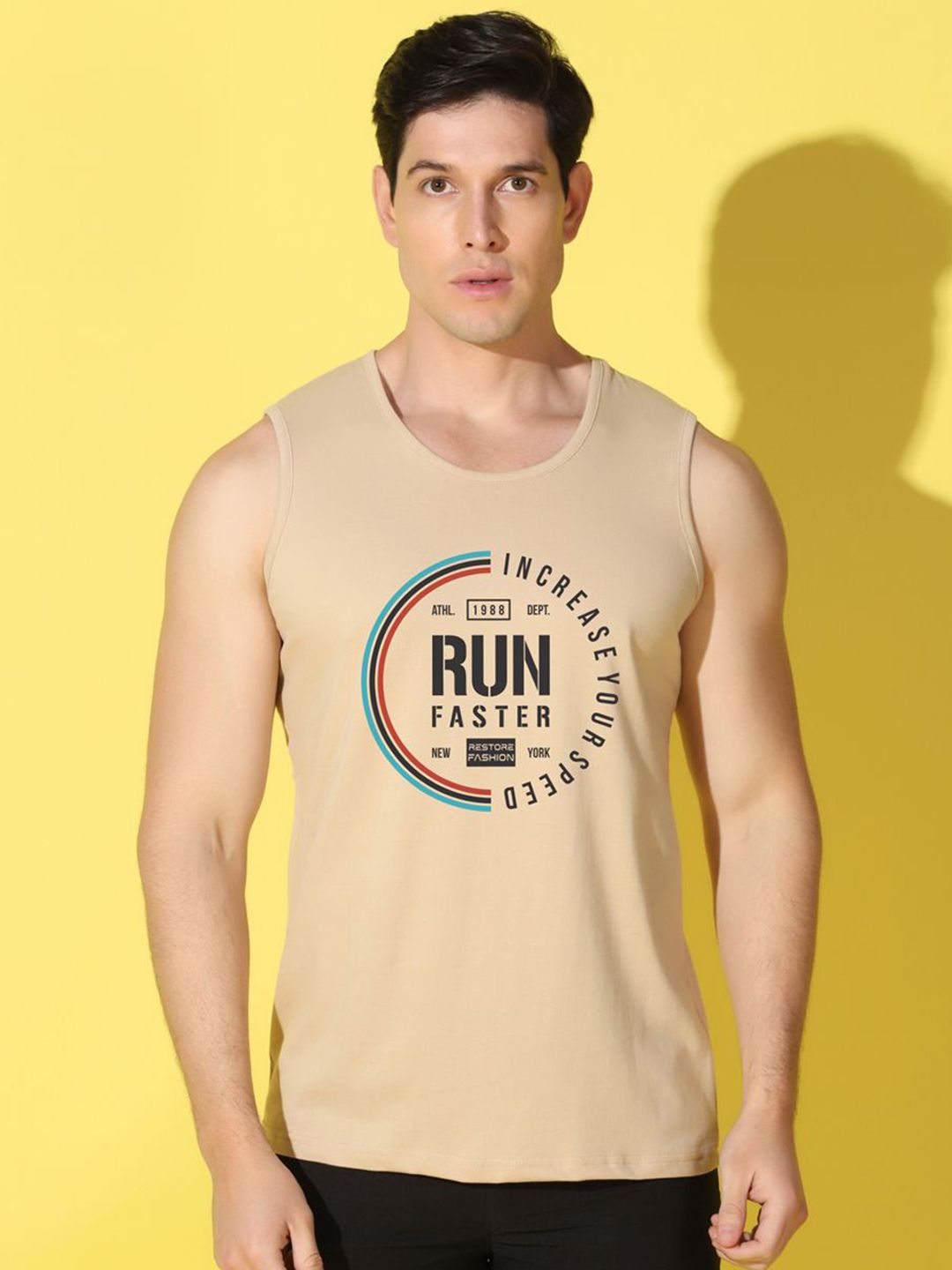WOOSTRO Printed Gym Innerwear Vest VWS26 RUN RUST
