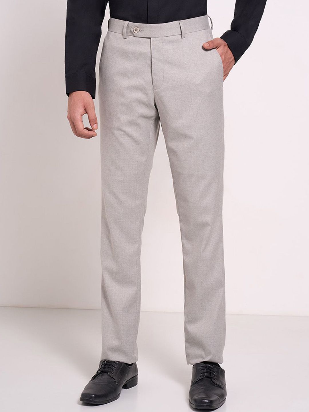 Peregrine by Pantaloons Men Textured Slim Fit Trousers