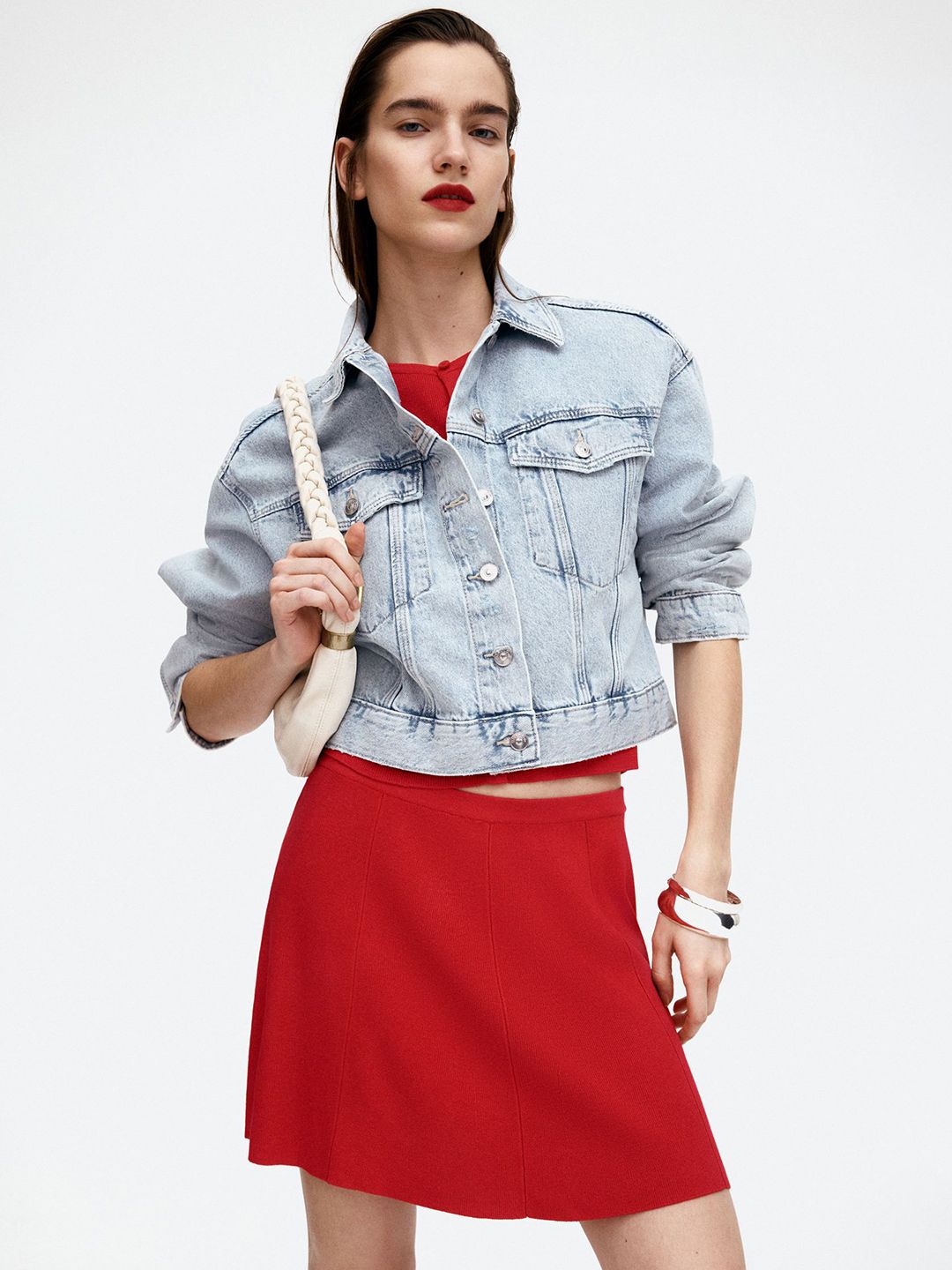 H&M Flared Fine-Knit Skirt