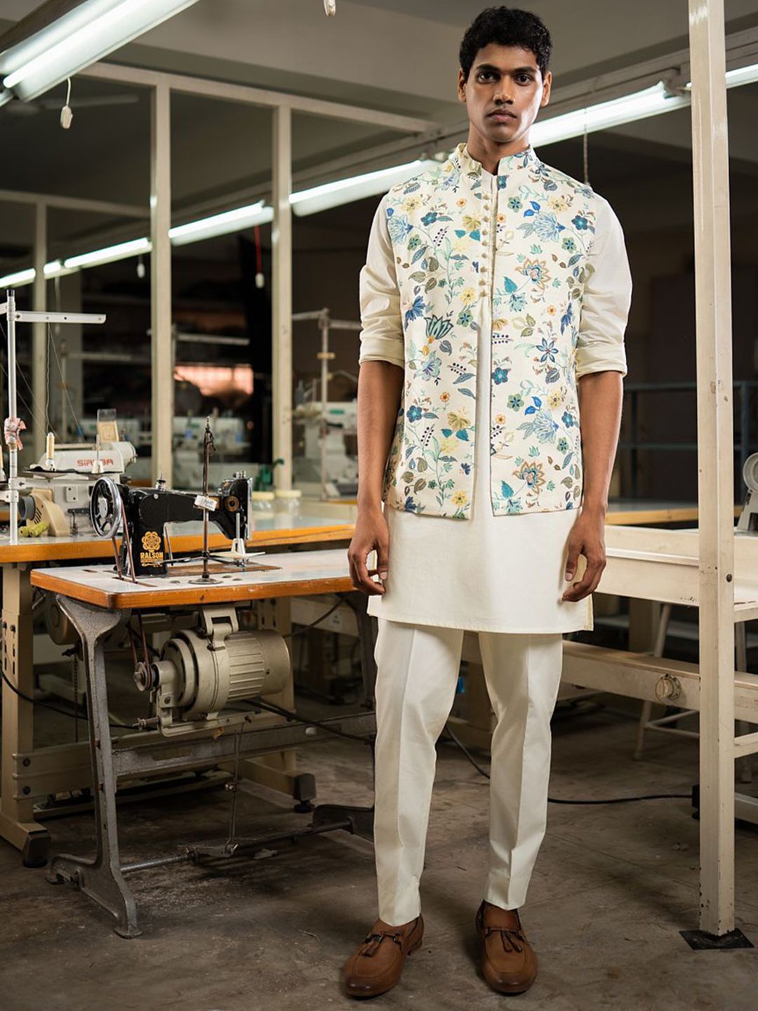 Project Bandi Printed Satin Nehru Jacket