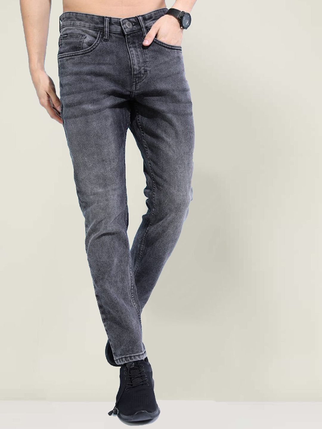 fineblu Men Slim Fit Heavy Fade Stretchable Jeans