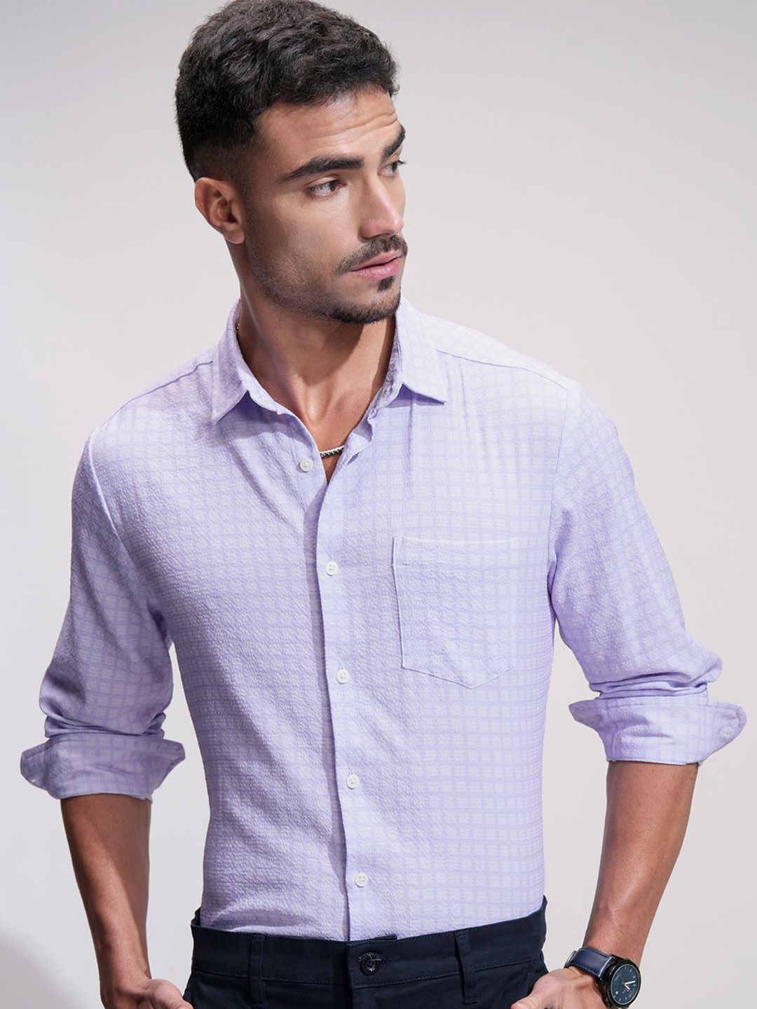 HIGHLANDER Men Comfort Opaque Checked Casual Shirt