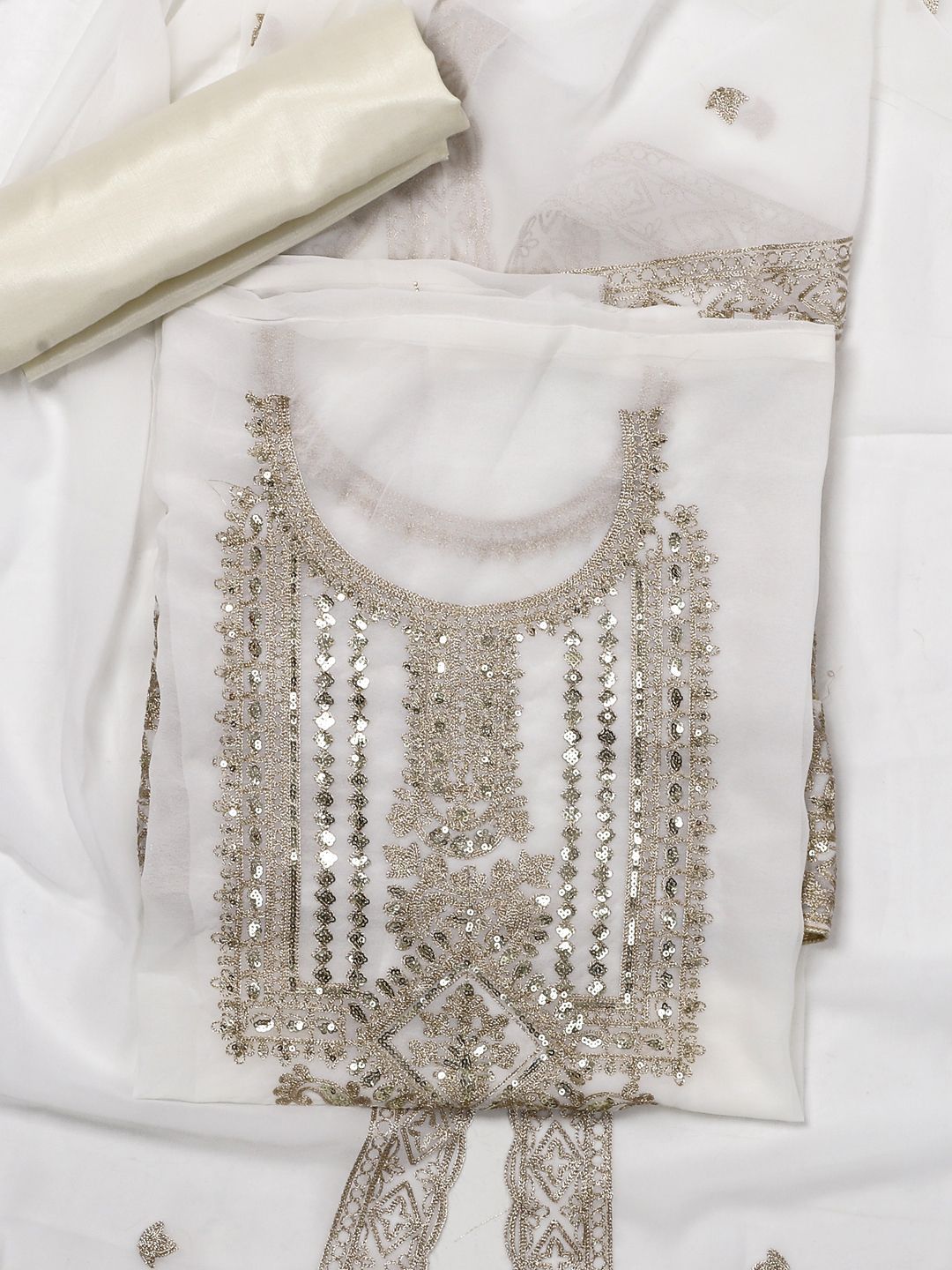 SALWAR STUDIO Embroidered Silk Georgette Unstitched Dress Material