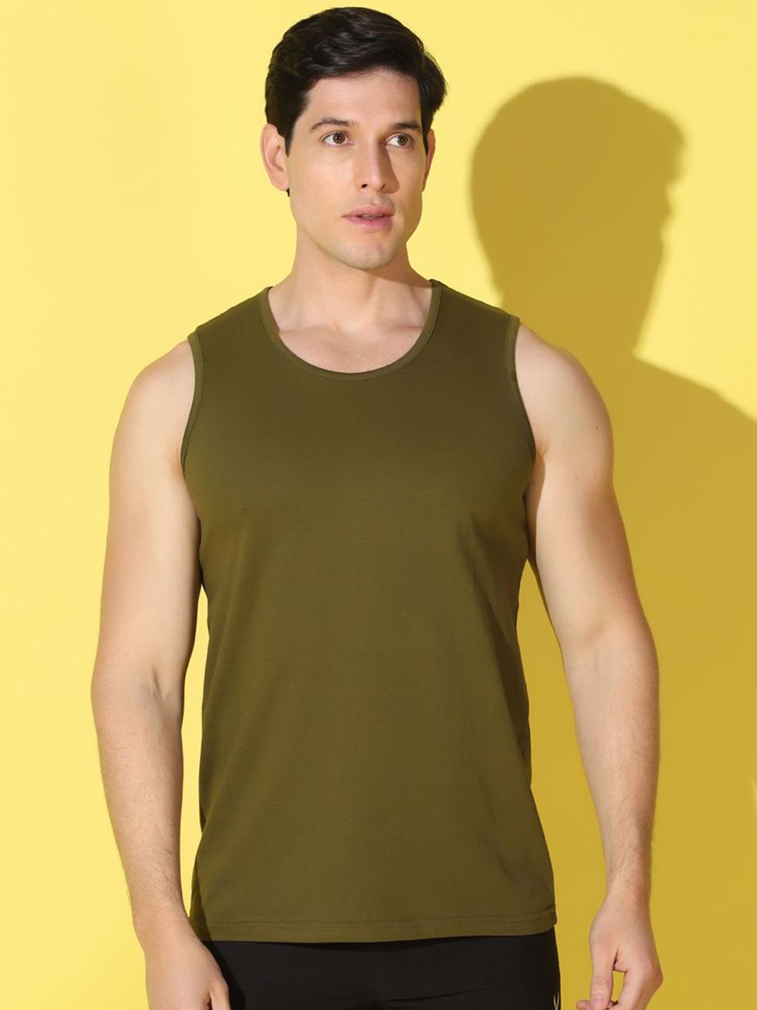 WOOSTRO Printed Gym Innerwear Vest VWS26 PLAIN OLIVE