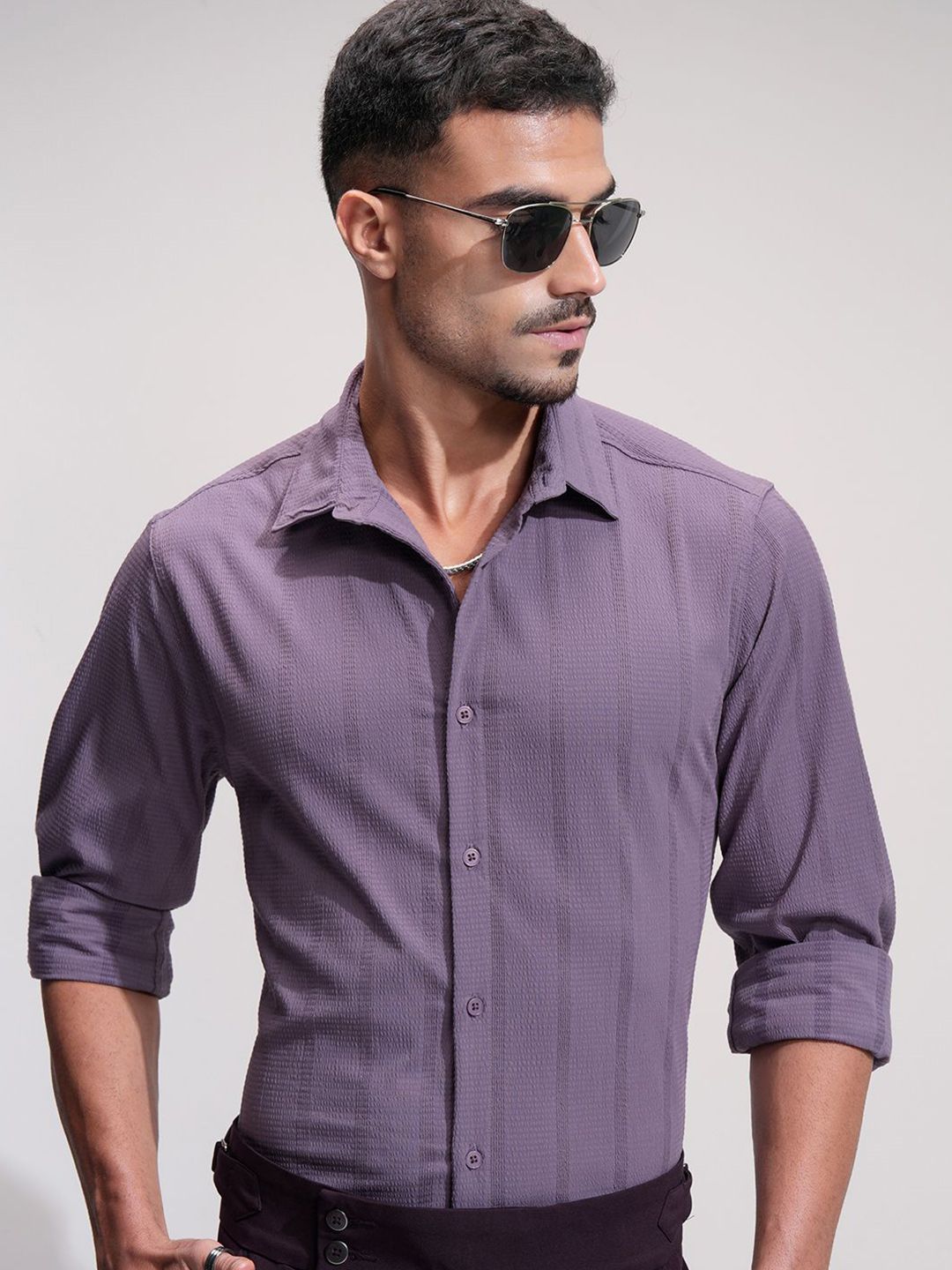 HIGHLANDER Men Comfort Slim Fit Opaque Casual Shirt