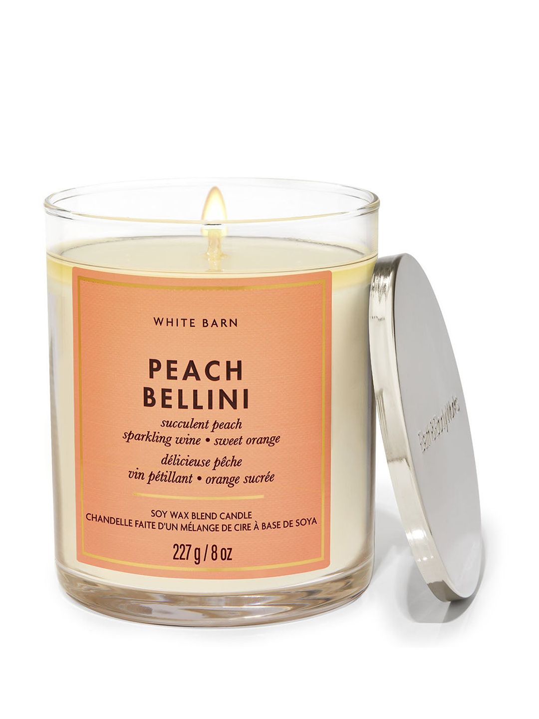 Bath & Body Works Peach Bellini Scented 1 Wick Solid Geometric Regular Jar Candles