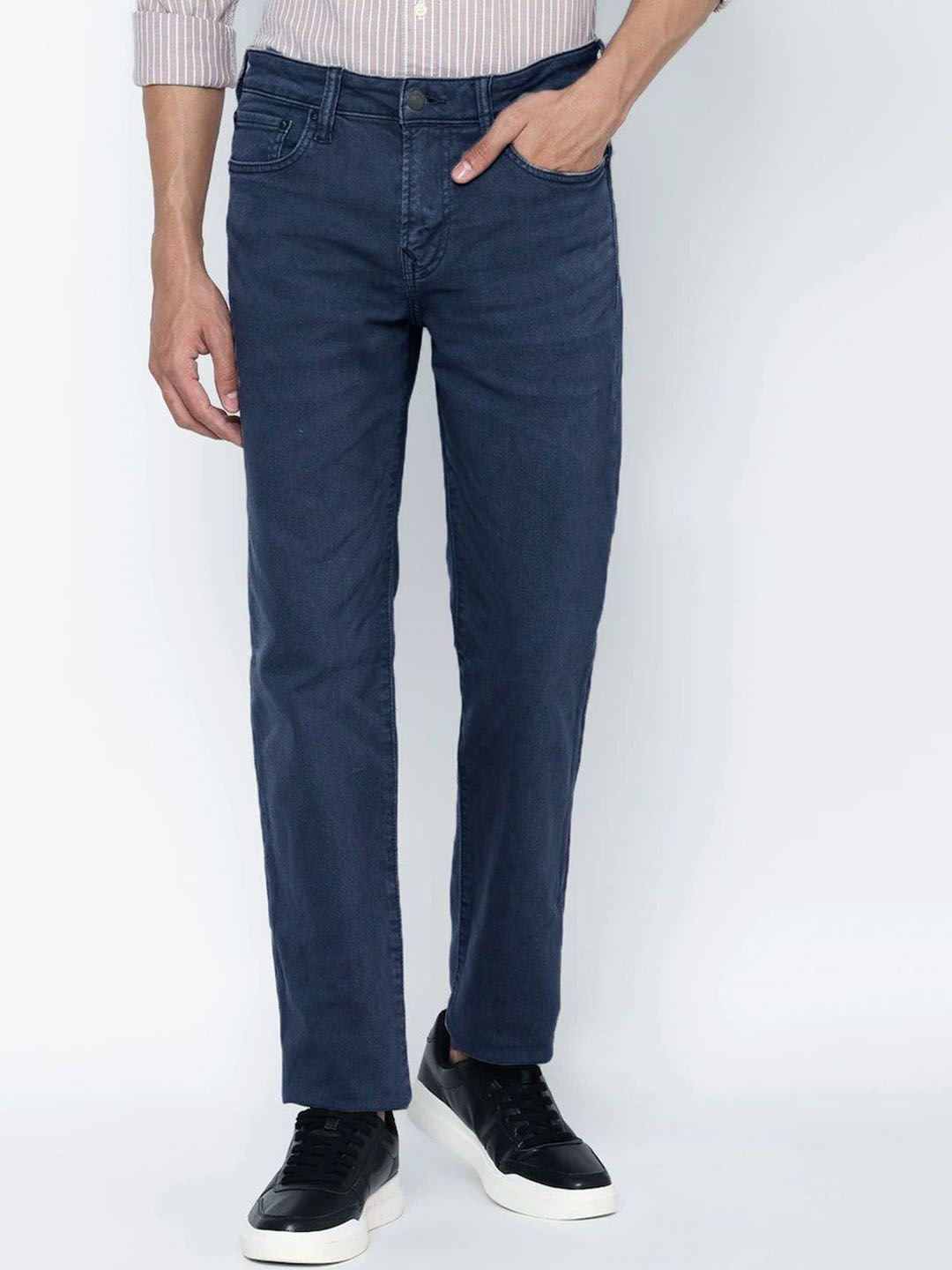 fineblu Men Highly Distressed Stretchable Mid Rise Cotton Canvas Jeans