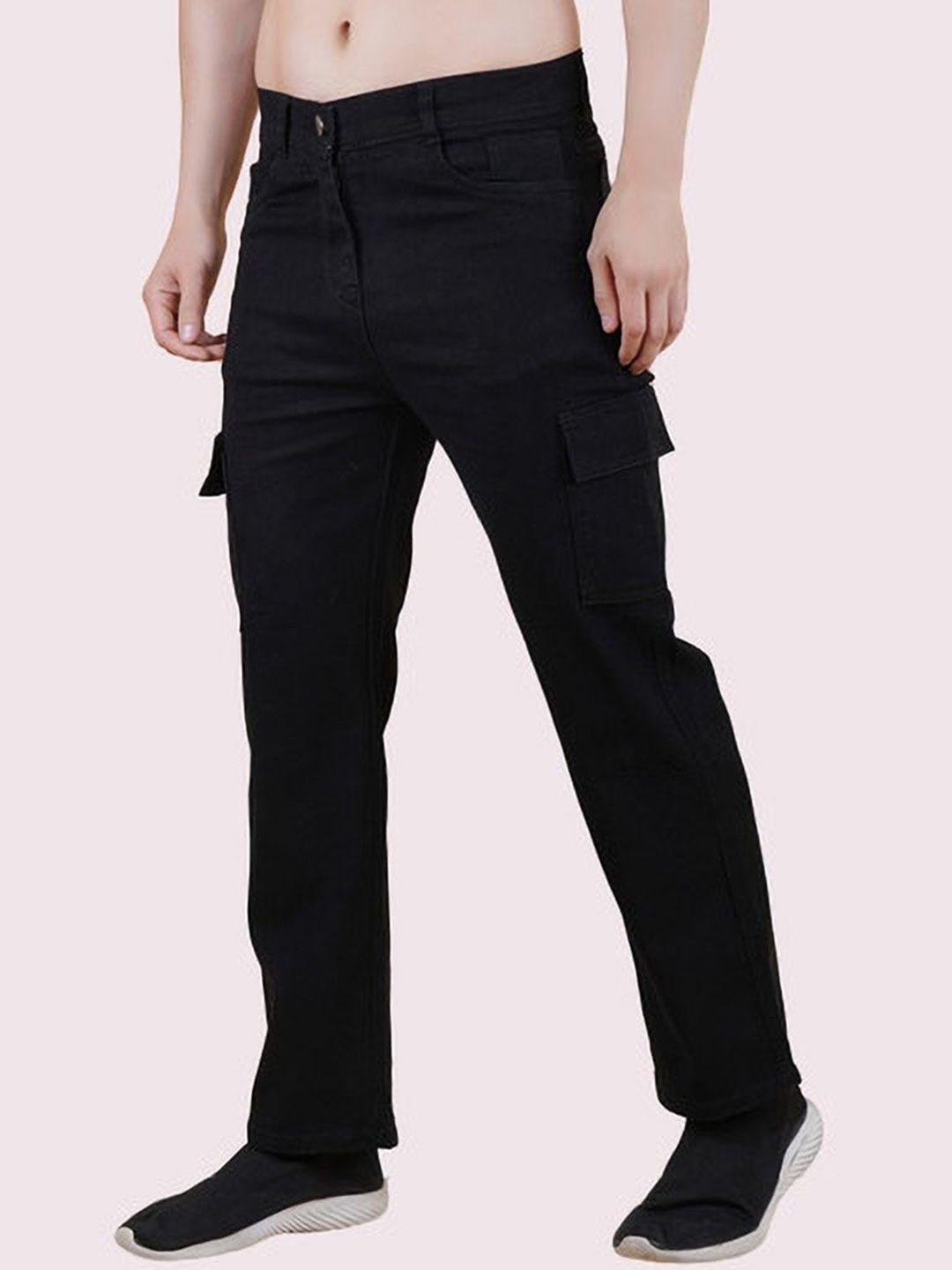 COMFITS Men Classic Regular Fit Low Distress Mid-Rise Stretchable Cargo Styles Jeans