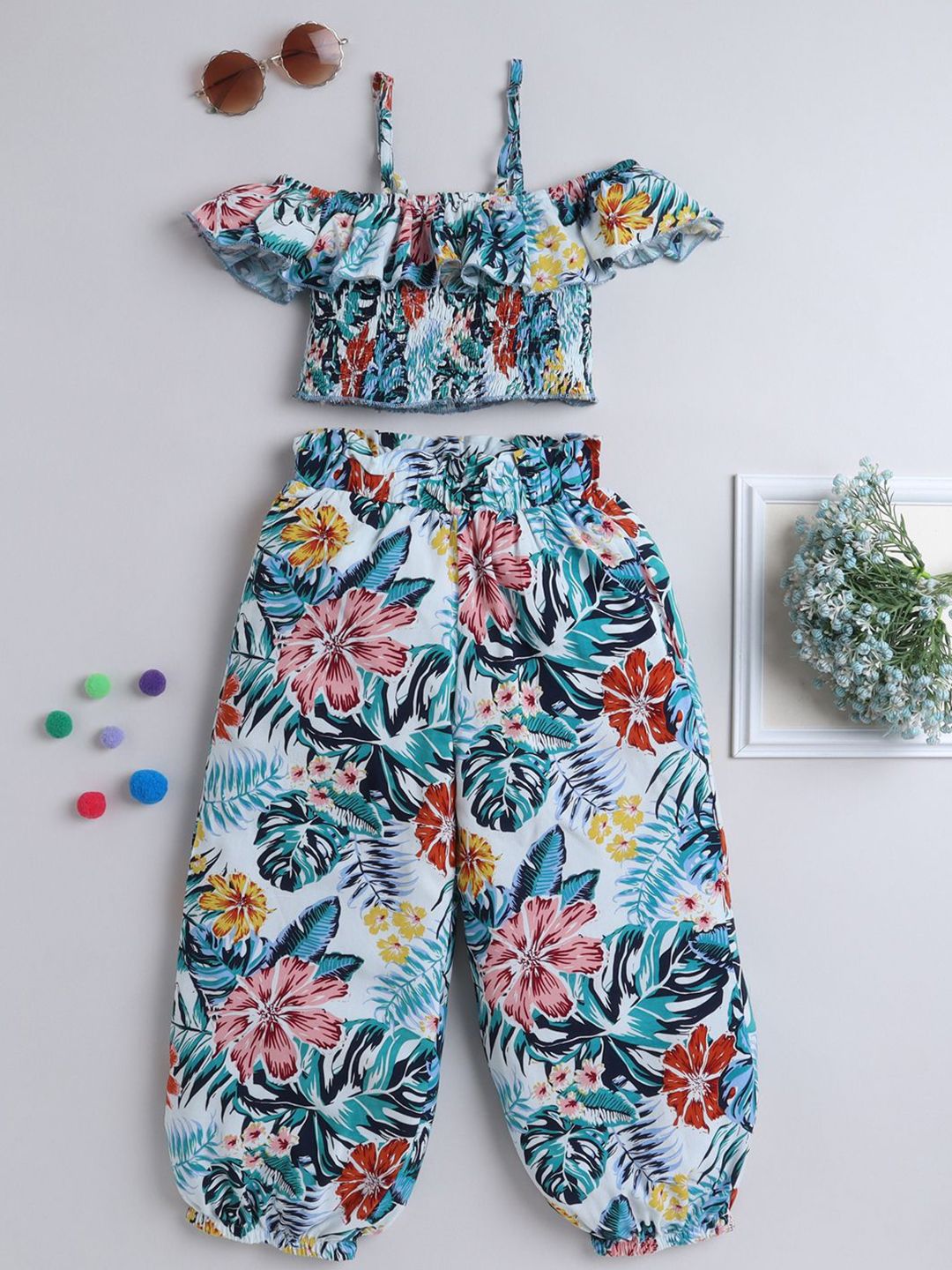 AWW HUNNIE Girls Printed Top with Dhoti Pants