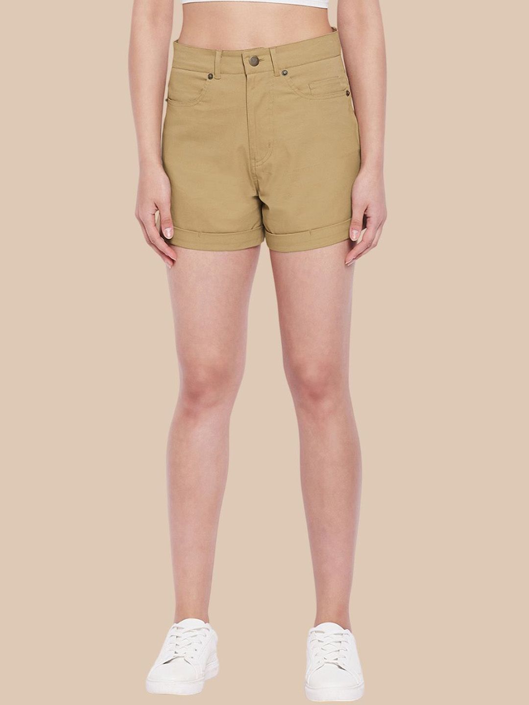 Hypernation Women Slim Fit High-Rise Shorts