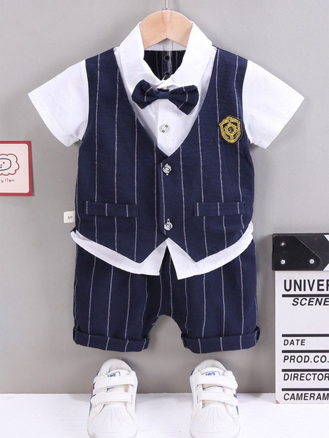 LULU & SKY Boys Striped Shirt with Shorts