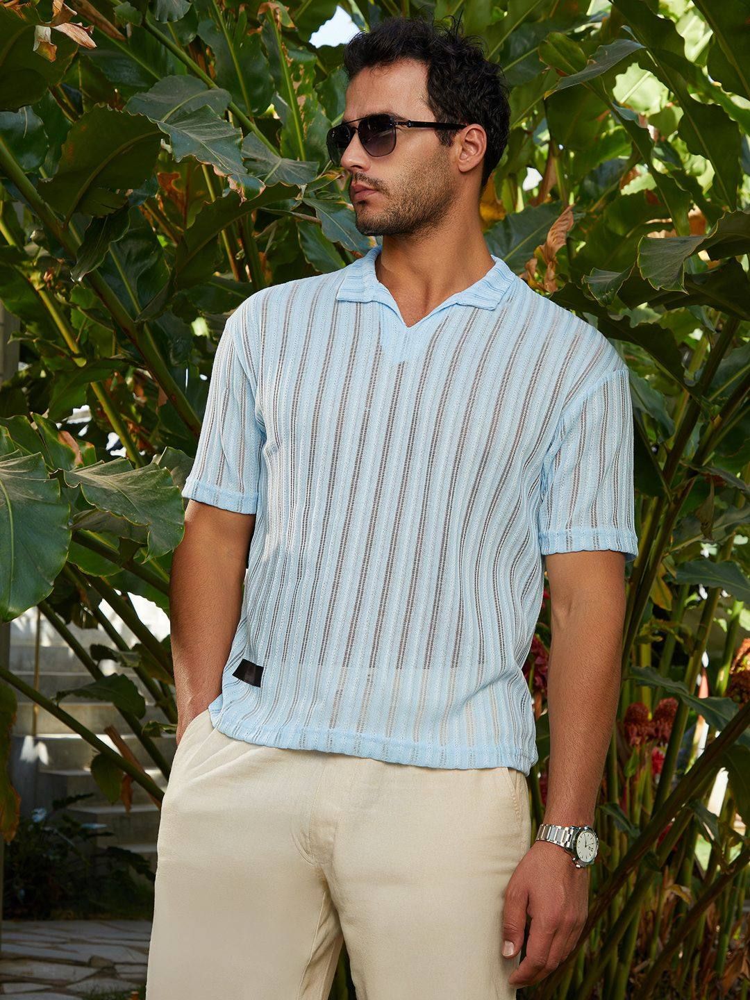 CAHOOT Men Polo Collar Drop-Shoulder Sleeves T-shirt