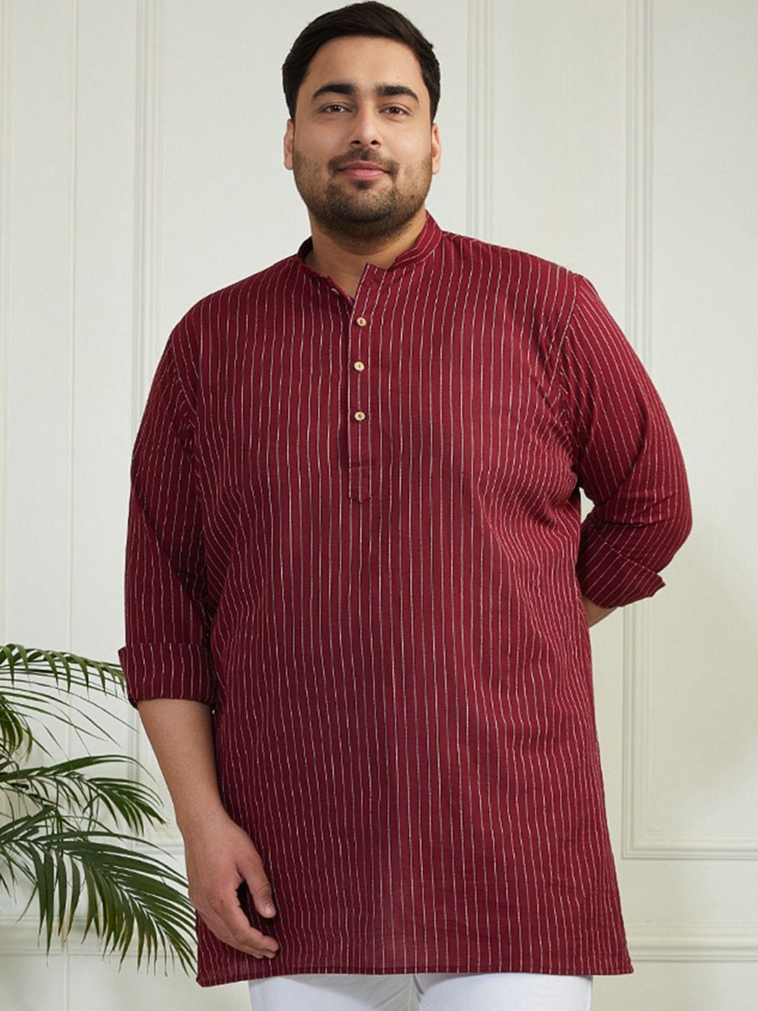 VASTRAMAY Men Striped Jacquard Kurta