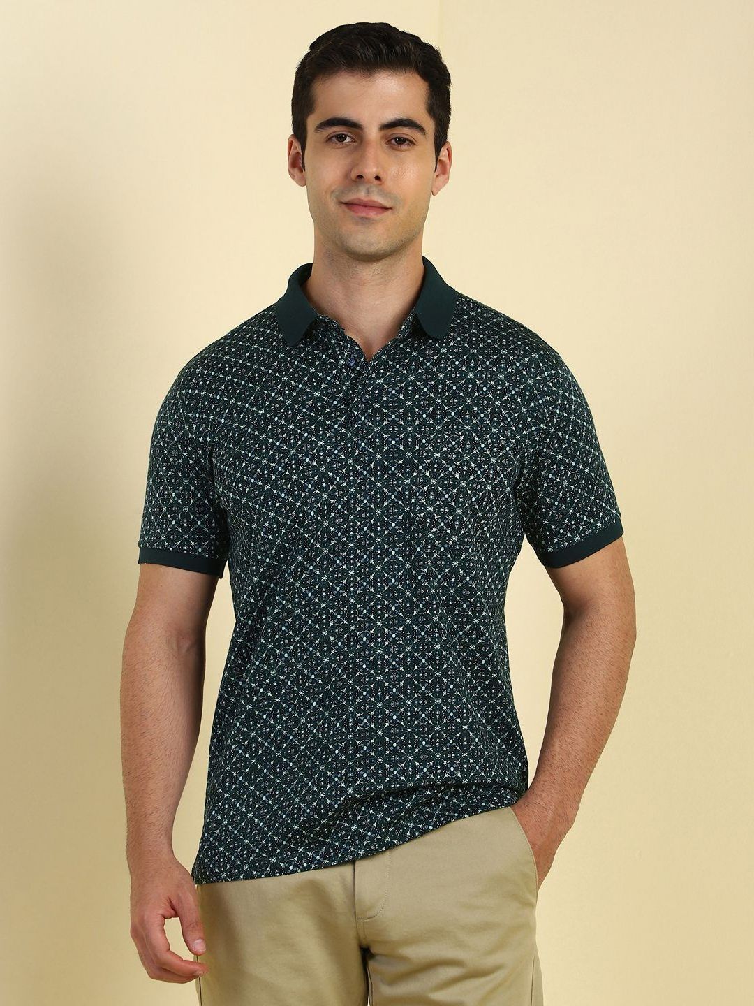 Allen Solly Men Printed Polo Collar Pockets T-shirt