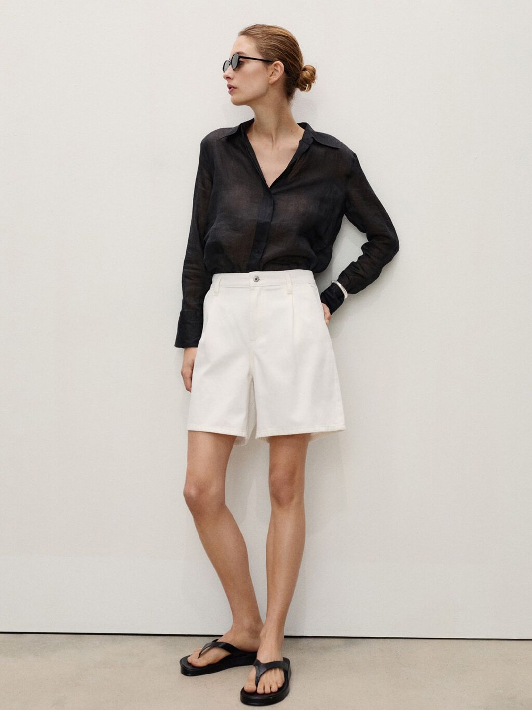 Mid-Rise Pure Cotton Straight Fit Twill Weave Jorts