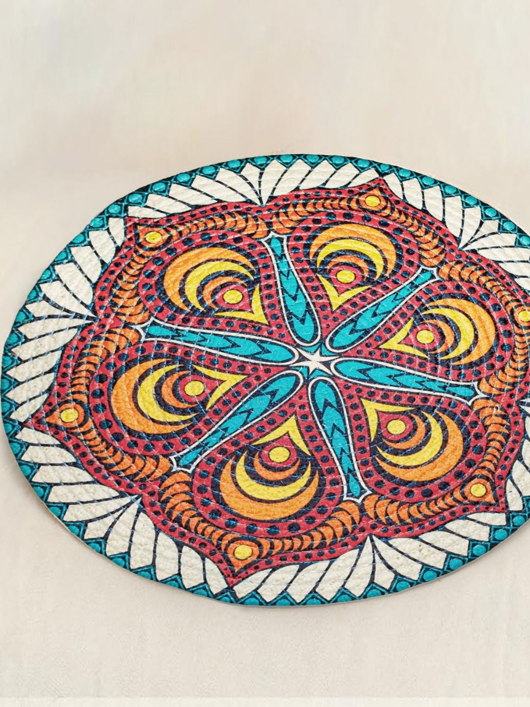 Yellow Weaves 2-Pcs Red & White Printed Table Placemats