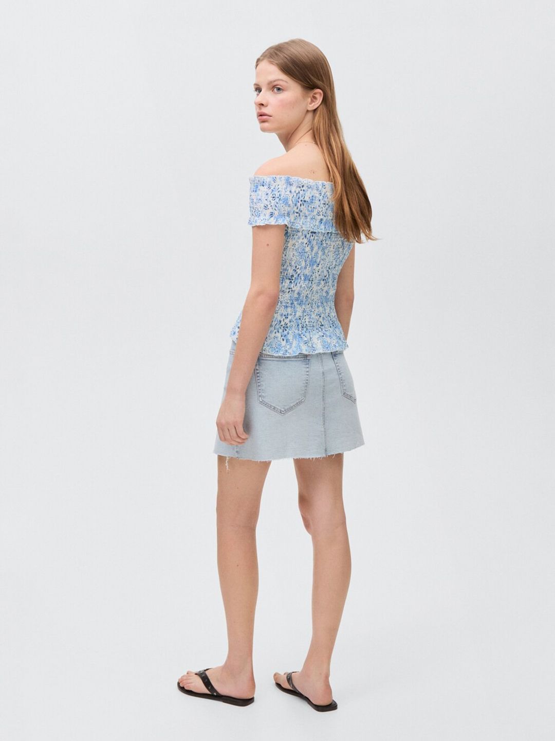 Denim Straight Mini Skirt