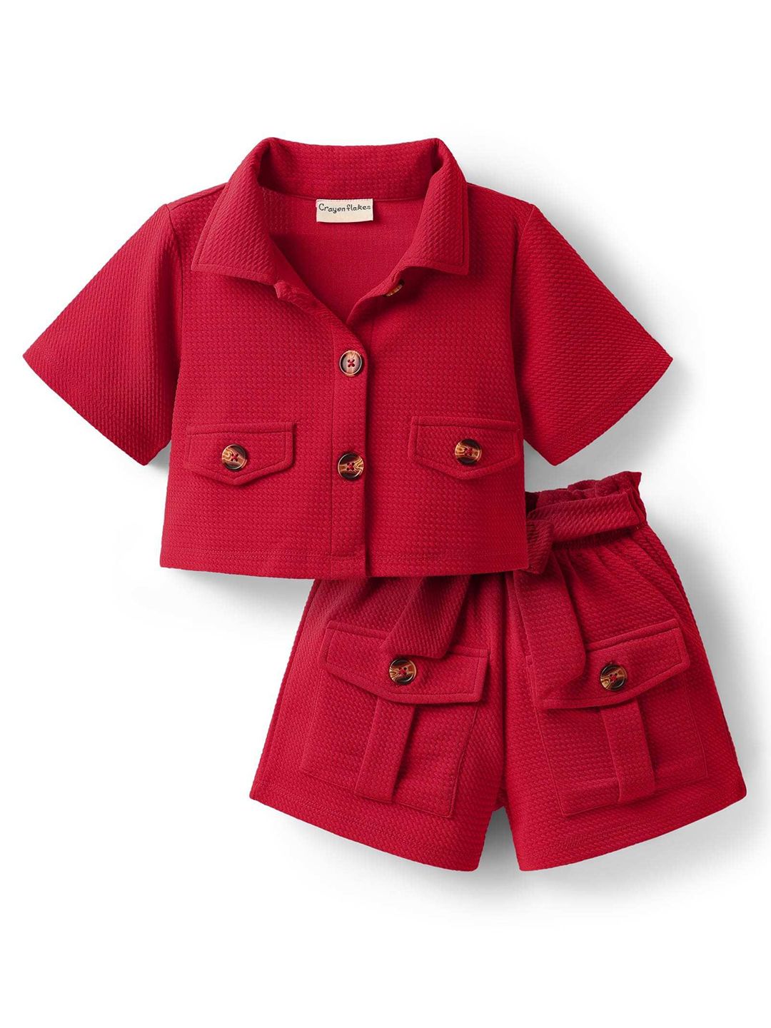 CrayonFlakes Girls Short Sleeves Shirt With Shorts