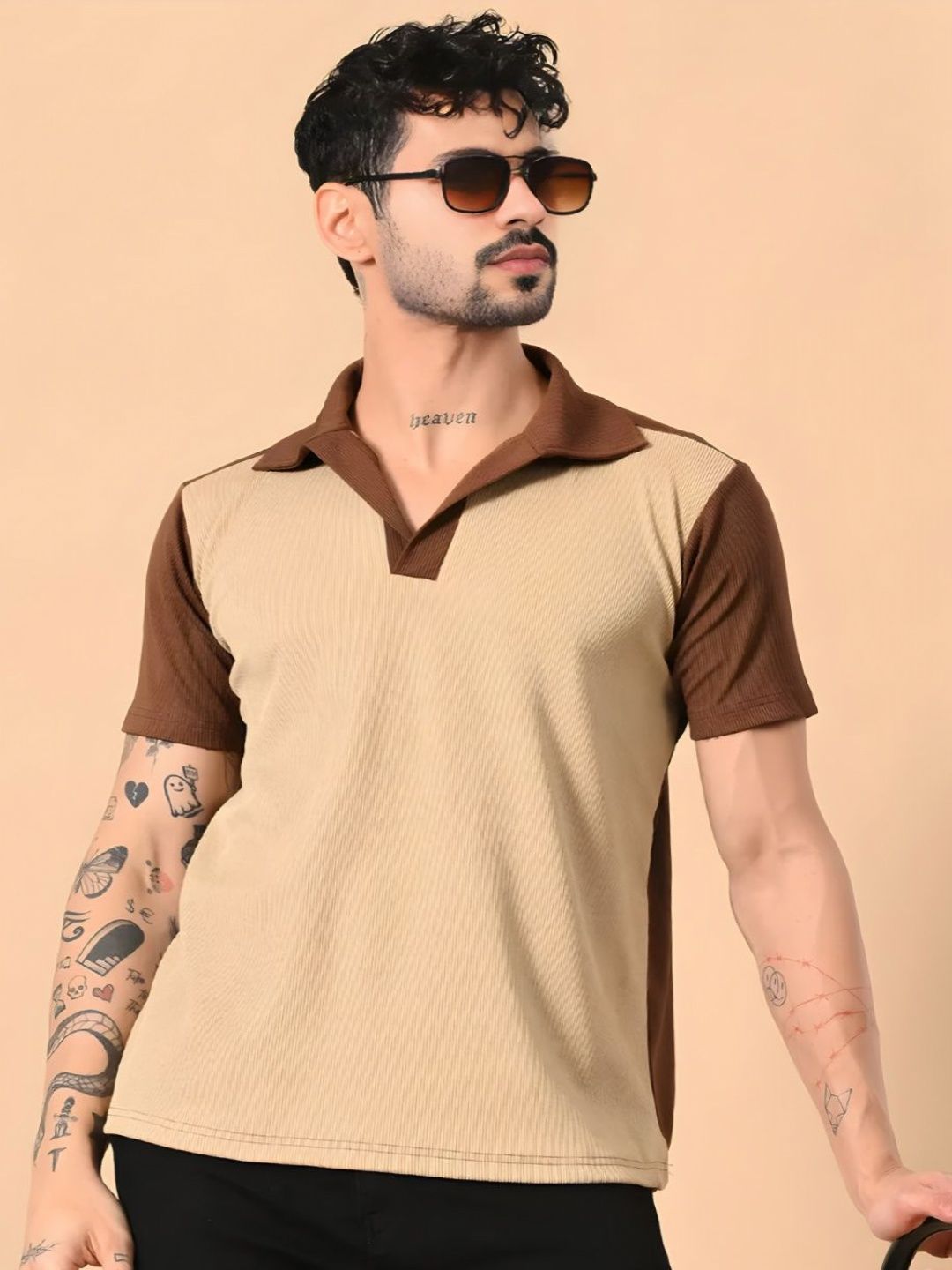 CLAFOUTIS Self Design Polo Collar Casual T-shirt