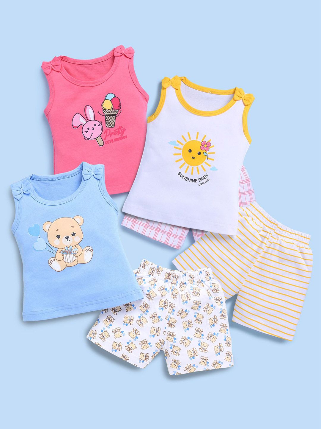 Blushh Berry Unisex Kids Printed Top with Shorts