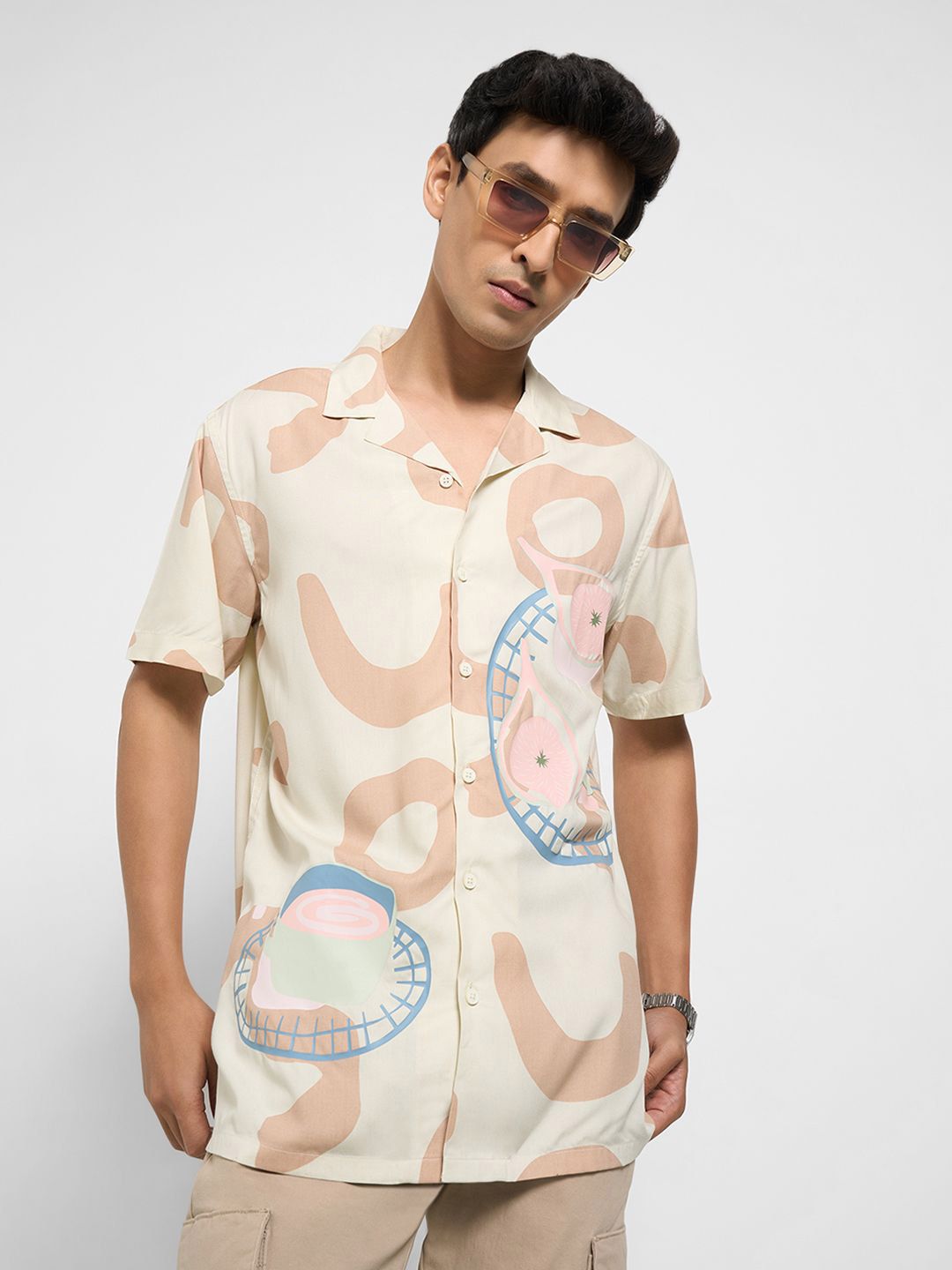 7 Alt by Pantaloons Men Slim Fit Floral Printed Casual Shirt