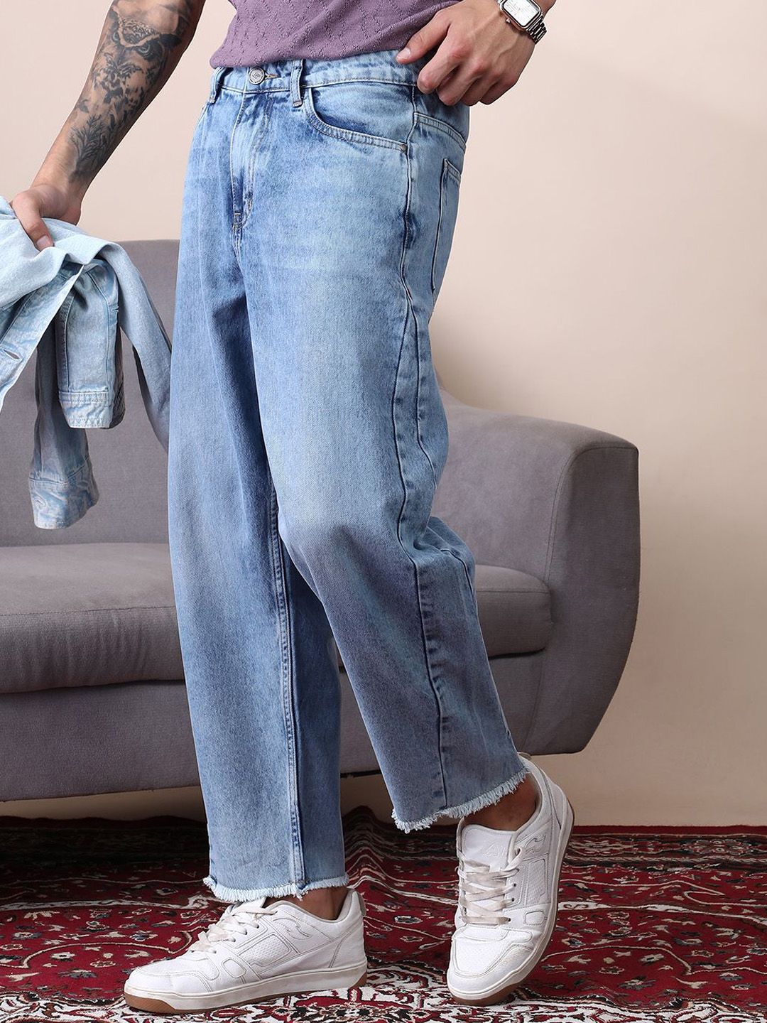 CAHOOT Men Comfort Regular Fit Mid-Rise Clean Look Heavy Fade Stretchable Jeans