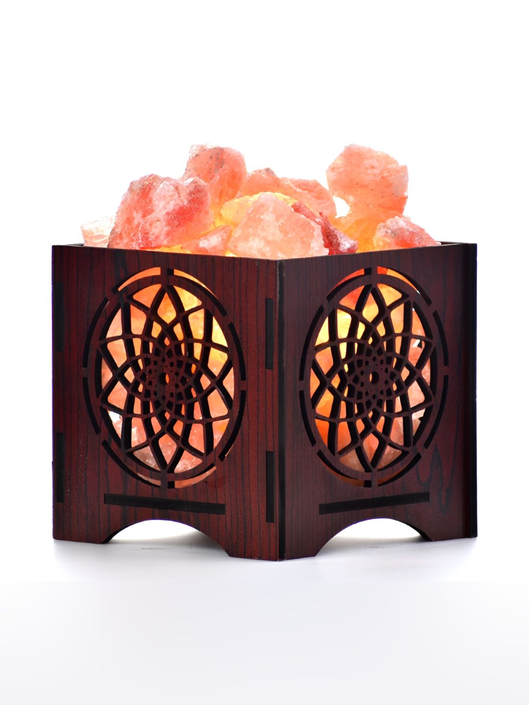 GLOBAL AROMA Warm Yellow Wood Square Textured High Quality Electrical Table Lamps