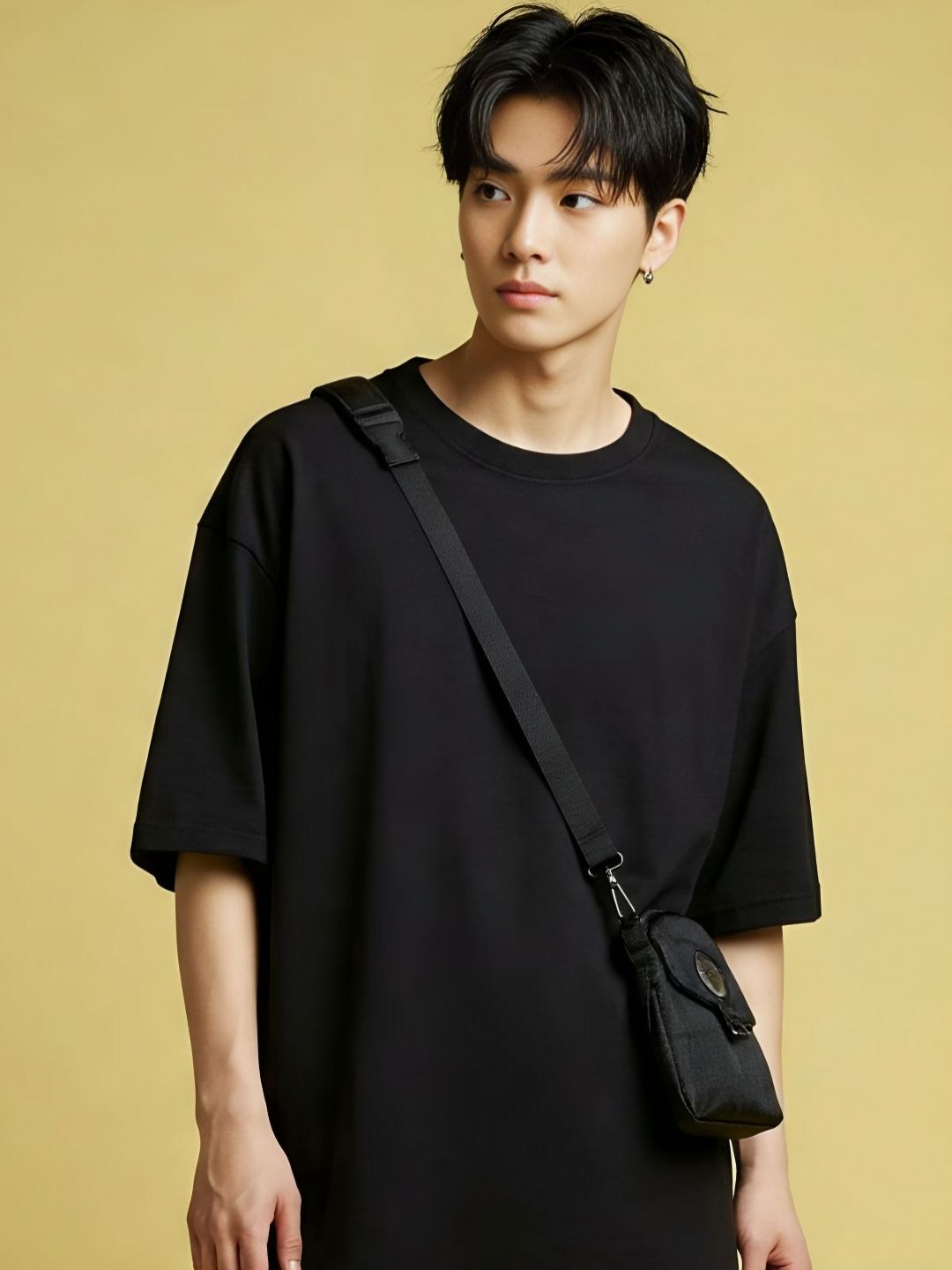 SMAN Round Neck Drop-Shoulder Sleeves Oversized Cotton T-shirt