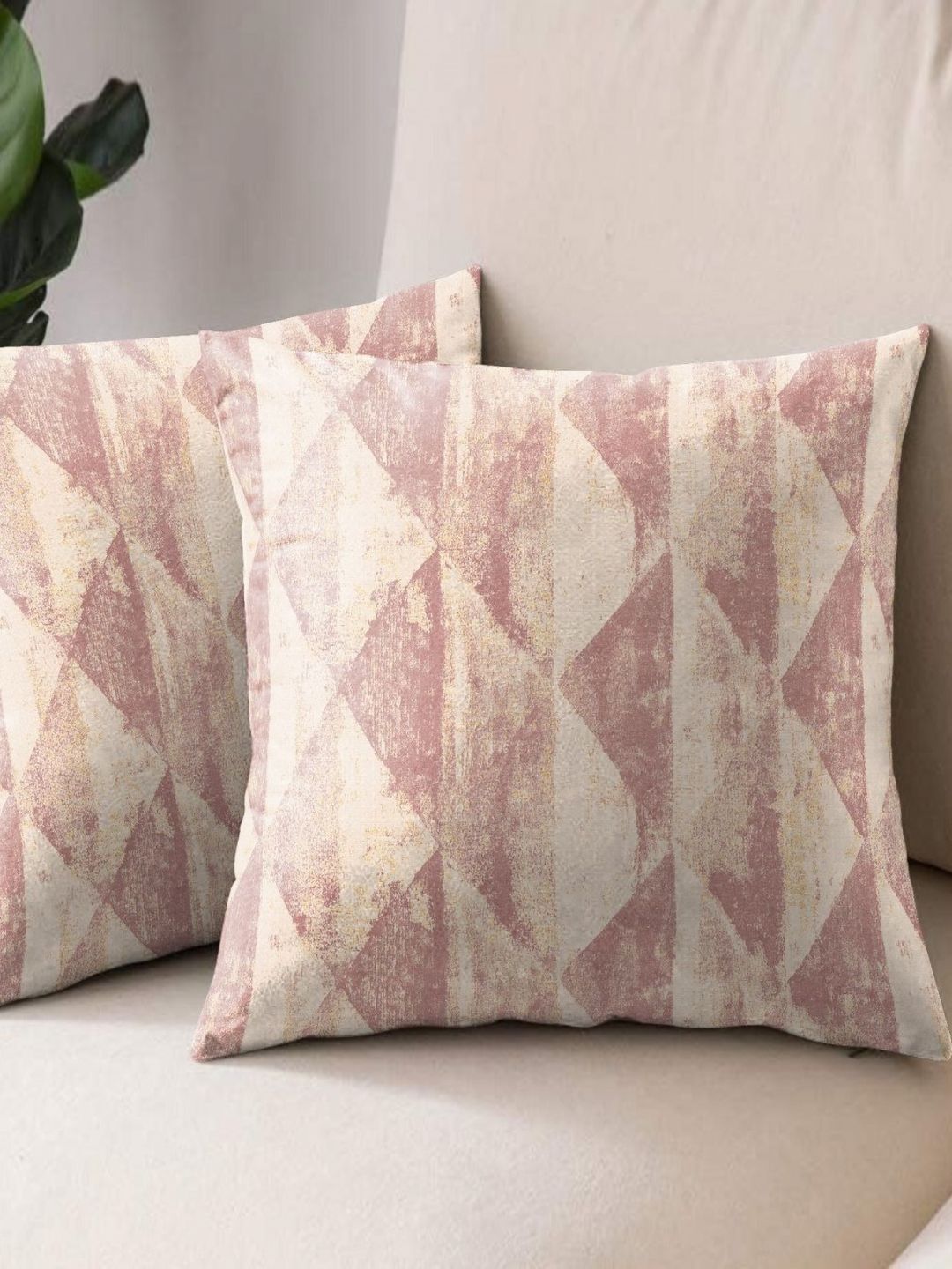 Aura Rose Gold 2 Pieces Abstract Printed Square Cushion Covers