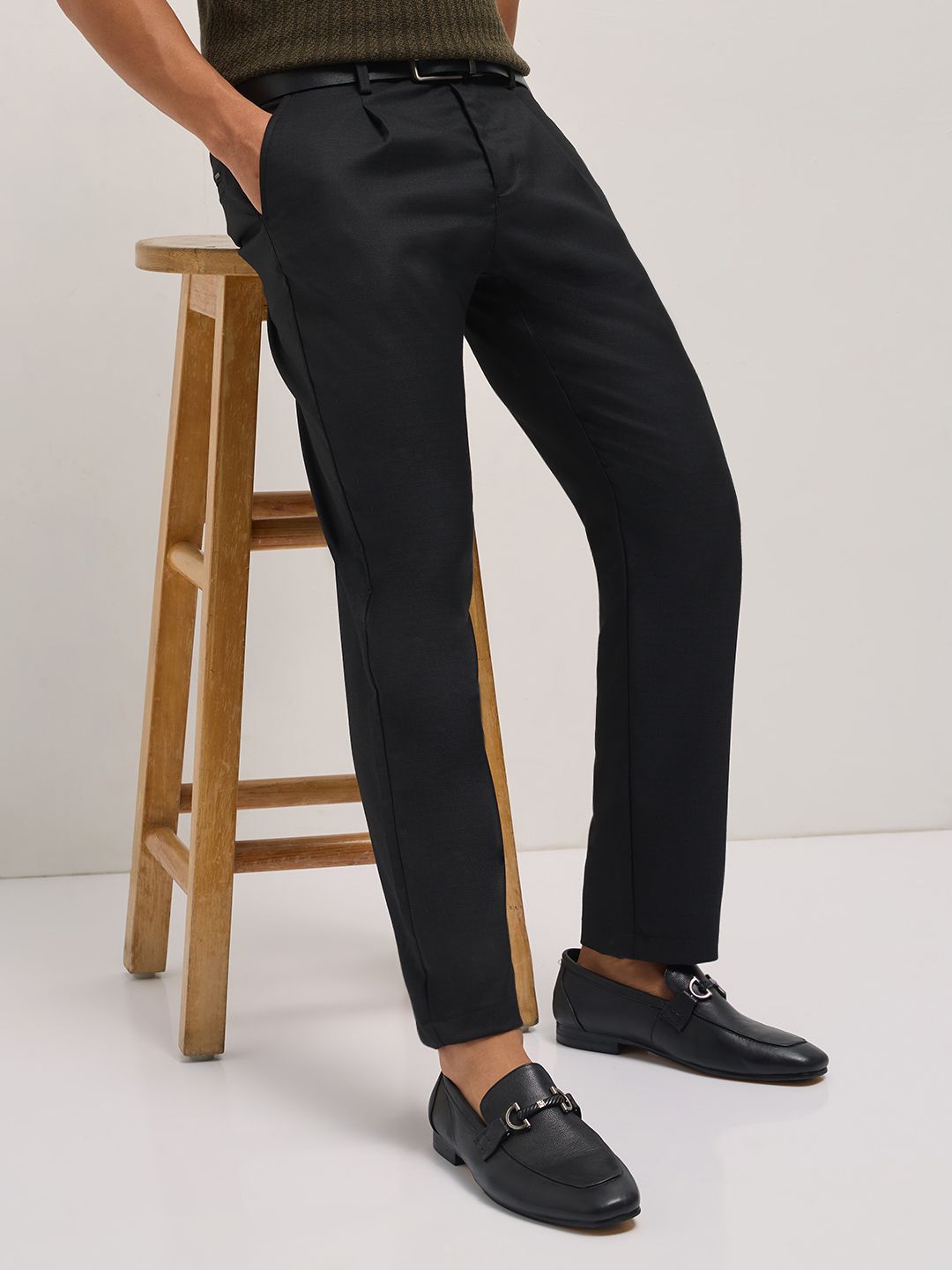 THE BEAR HOUSE Men Solid Regular Fit Formal Trouser