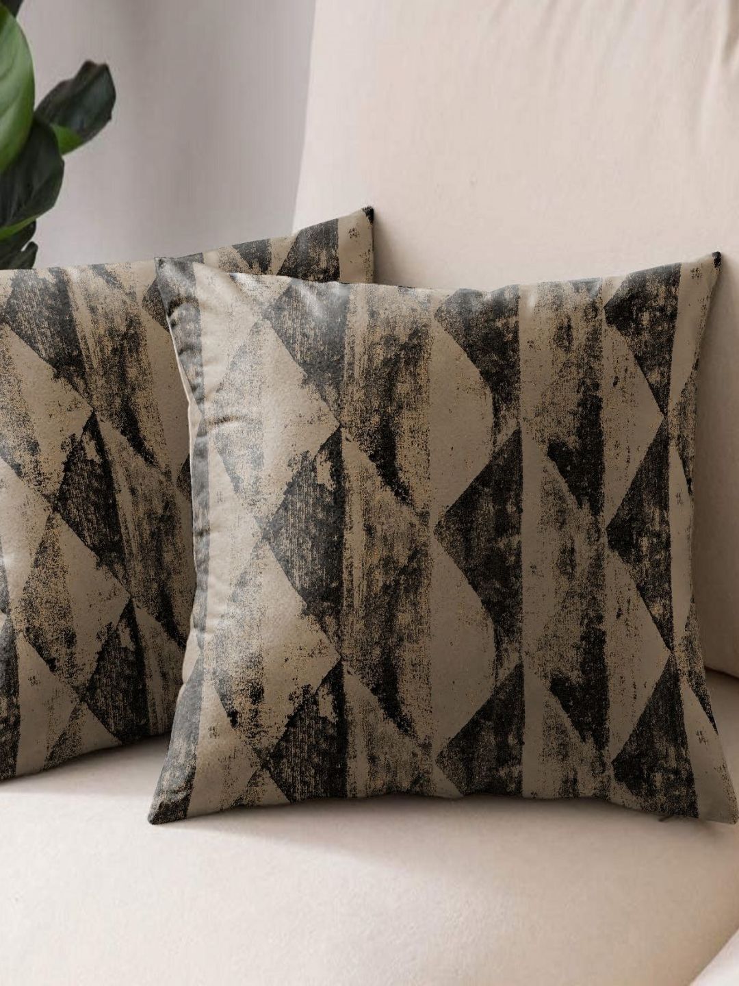 Aura Mystique Abstract Polyester Washable 2 Pcs Square Cushion Covers - 18 x 18 In
