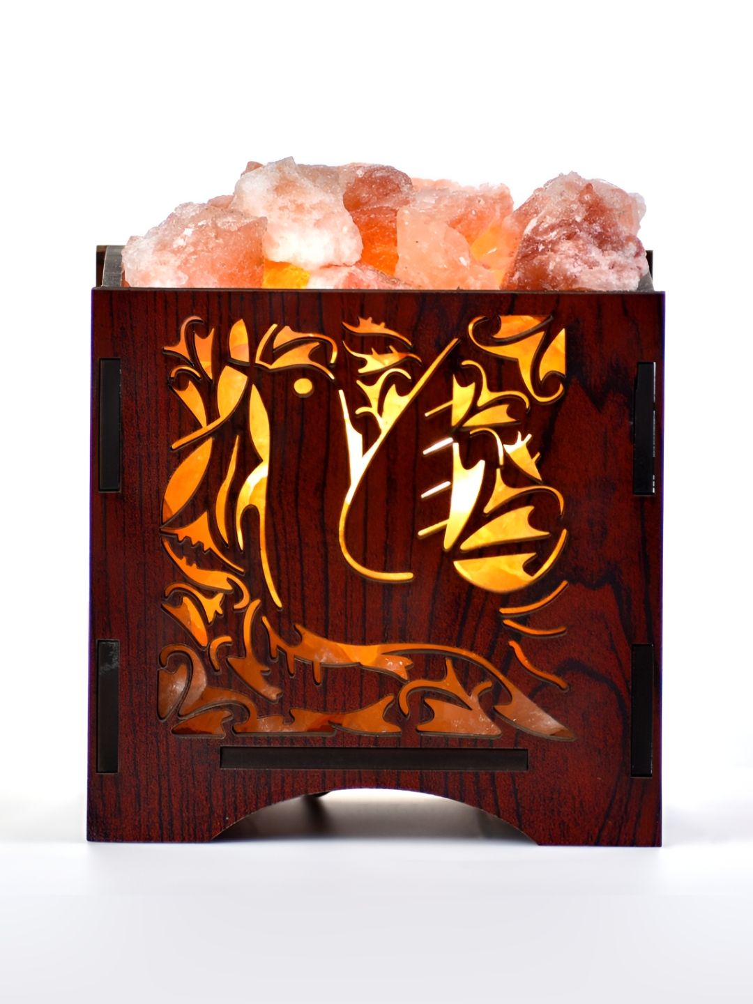 GLOBAL AROMA Warm Yellow Wood Square Textured High Quality Electrical Table Lamps